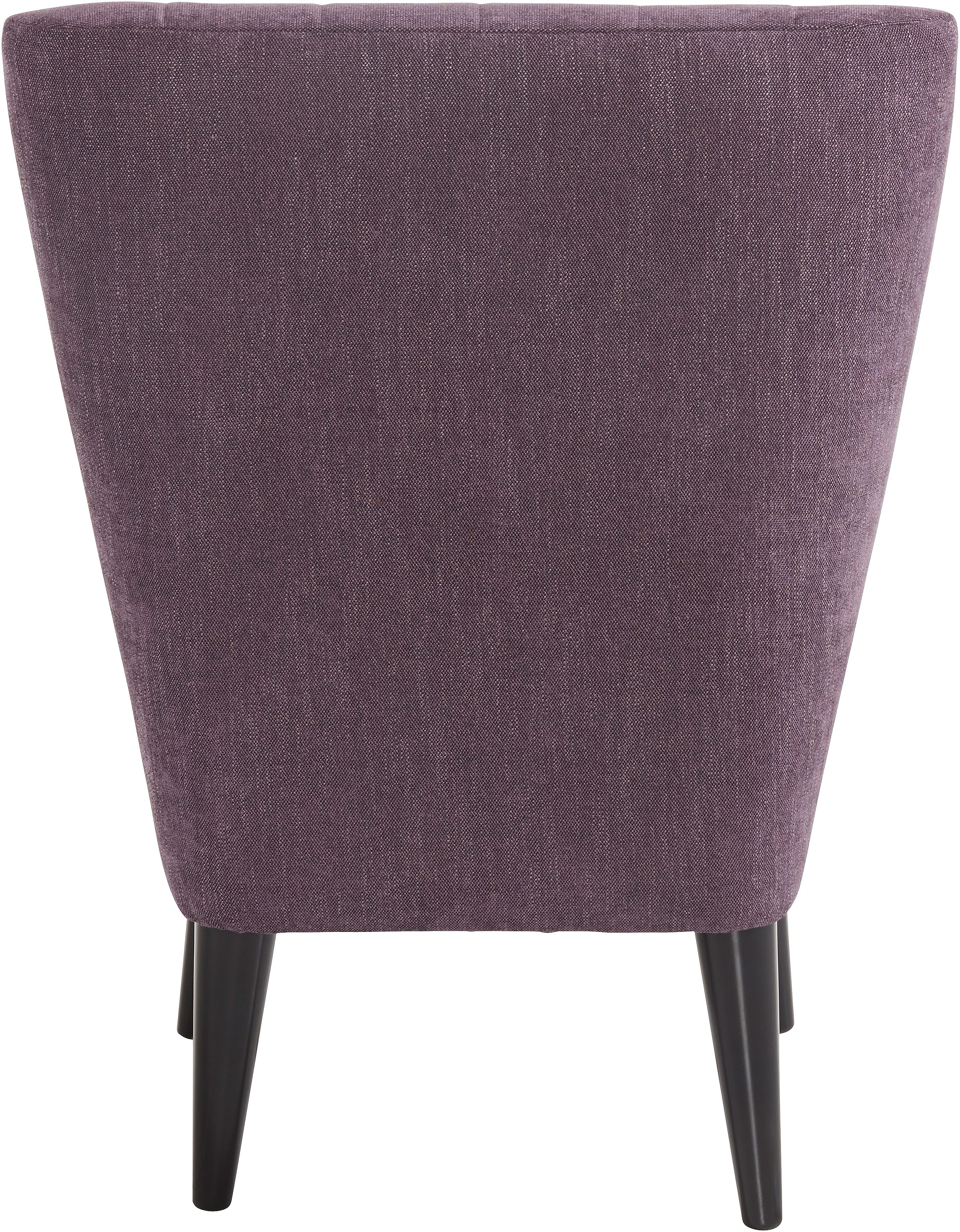 ATLANTIC home collection Cocktailfauteuil JAN met golfvering, massief houten poten