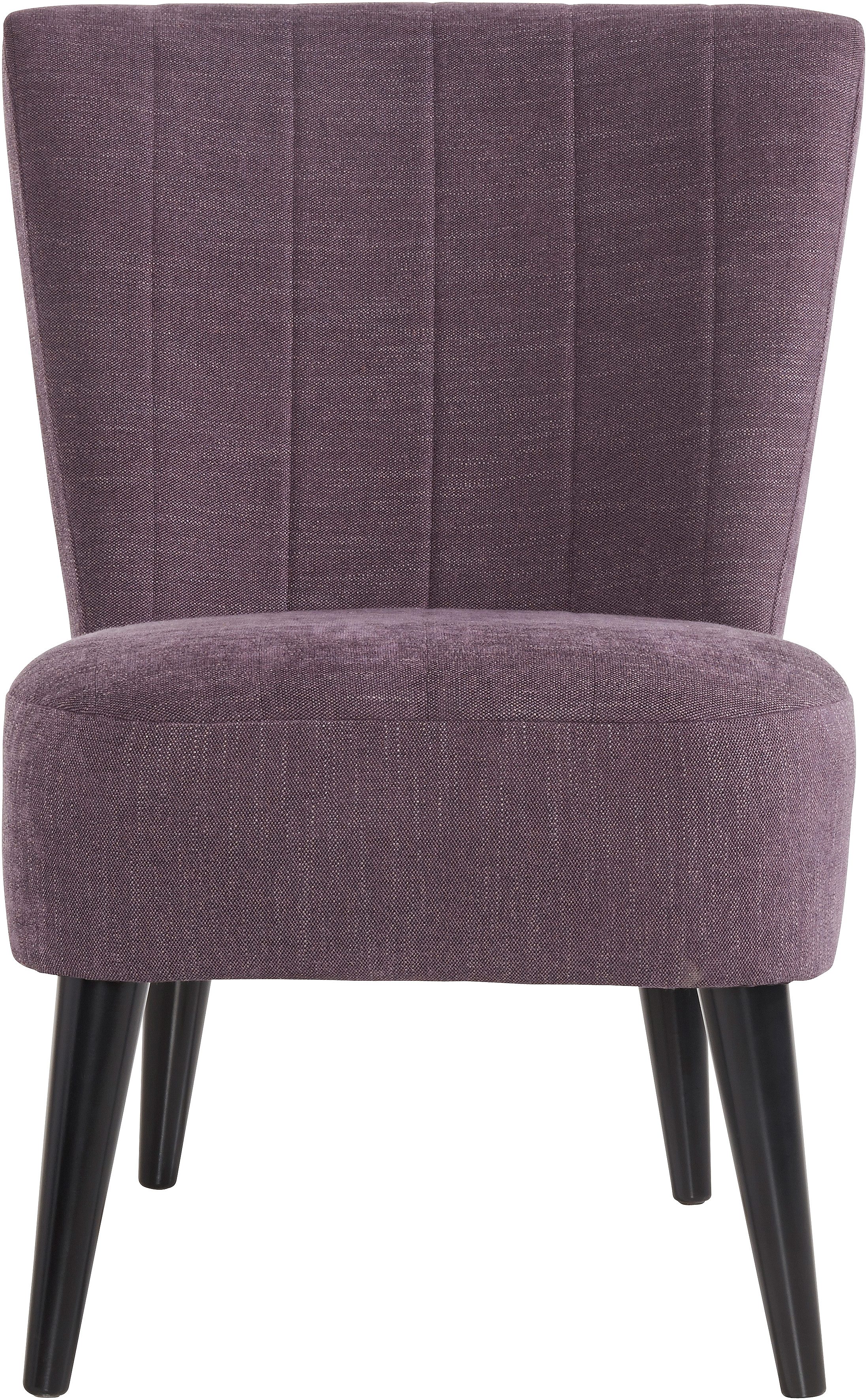 ATLANTIC home collection Cocktailfauteuil JAN met golfvering, massief houten poten