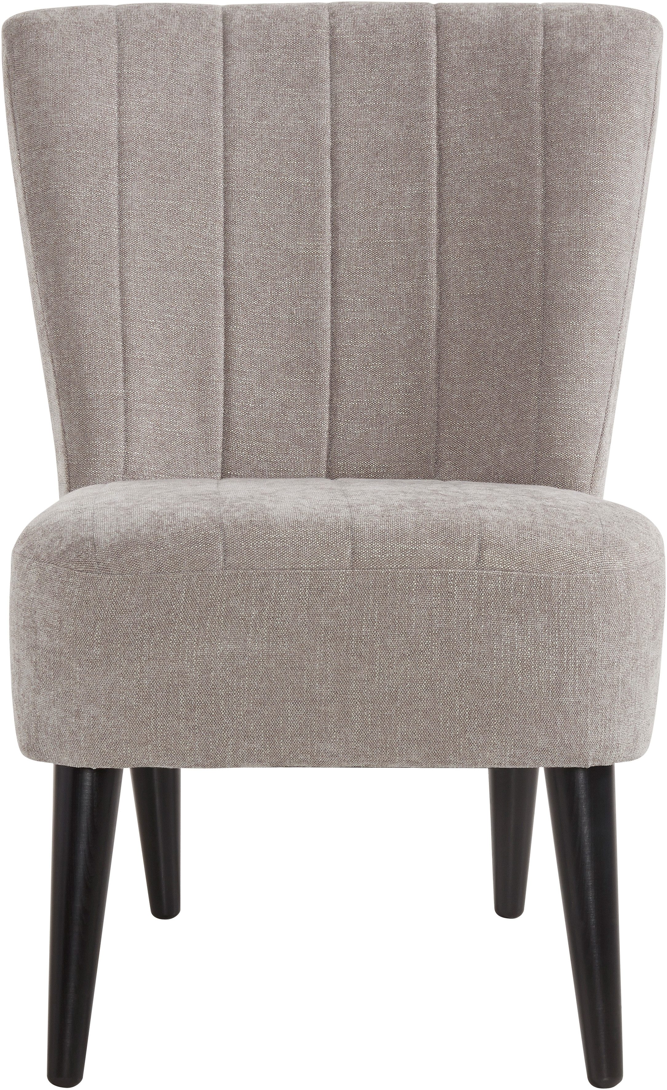 ATLANTIC home collection Cocktailfauteuil JAN met golfvering, massief houten poten