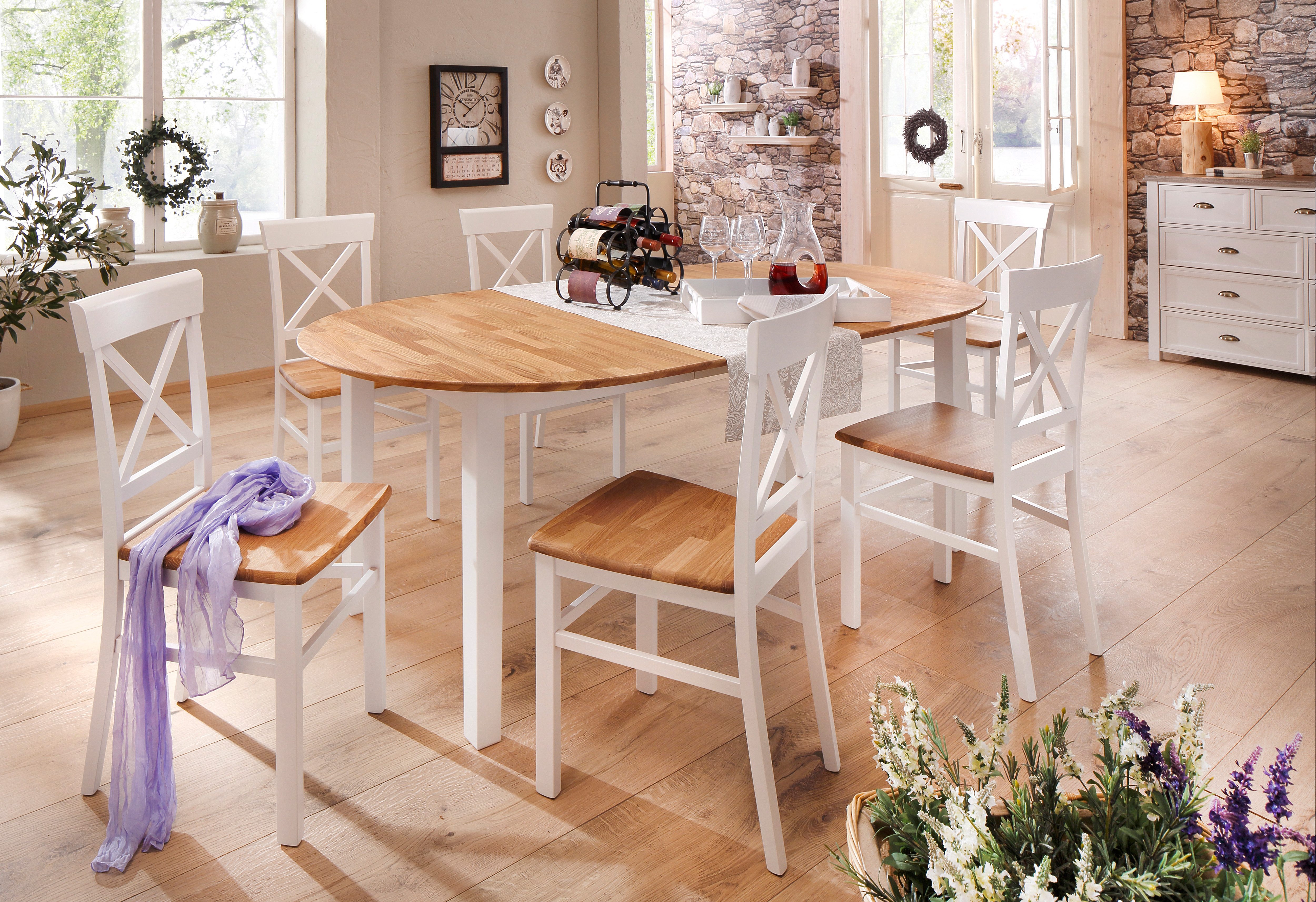 Home affaire Eettafel Time massief houten FSC tafel Diameter 120 cm, met uitschuiffunctie, keukentafel, bestseller