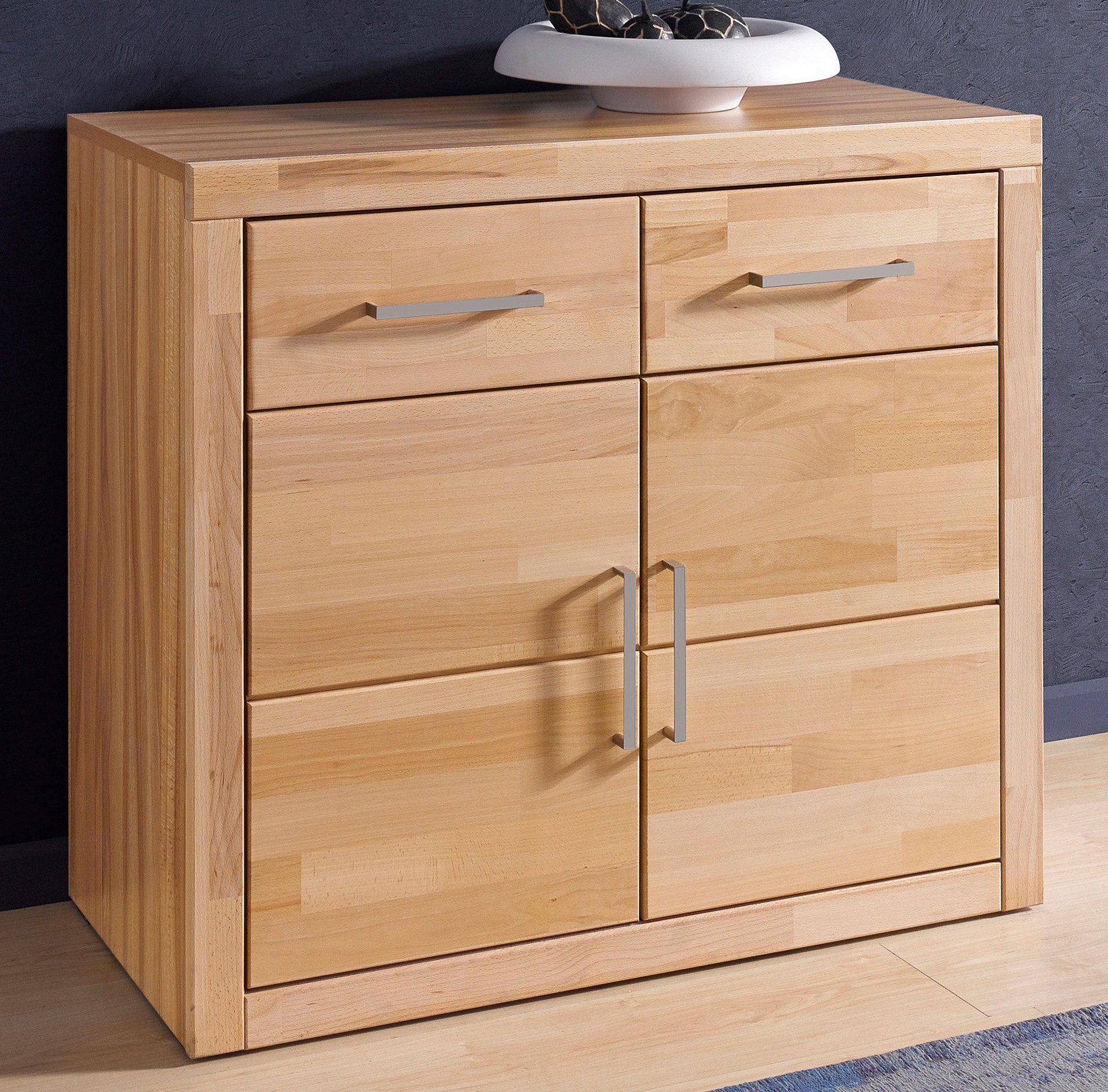 Home affaire Kast Logo, 90cm breed, 42 cm diep, fronten massief hout, 2 deuren, 2 lades dressoirs bruin