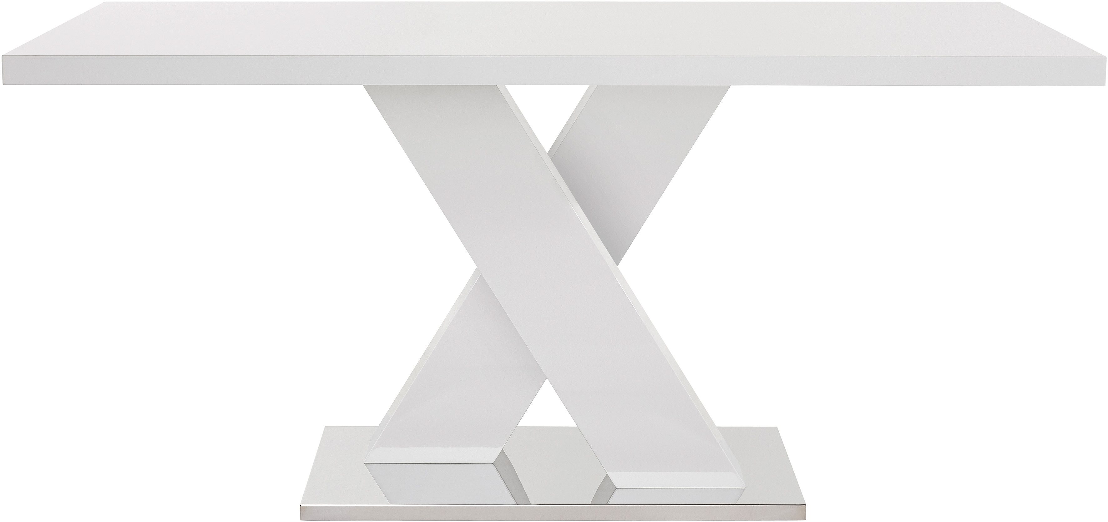 INOSIGN Eettafel Ali, TOPSELLER! Modern design Breedte 160 cm, wit hoogglans, bodemplaat van metaal