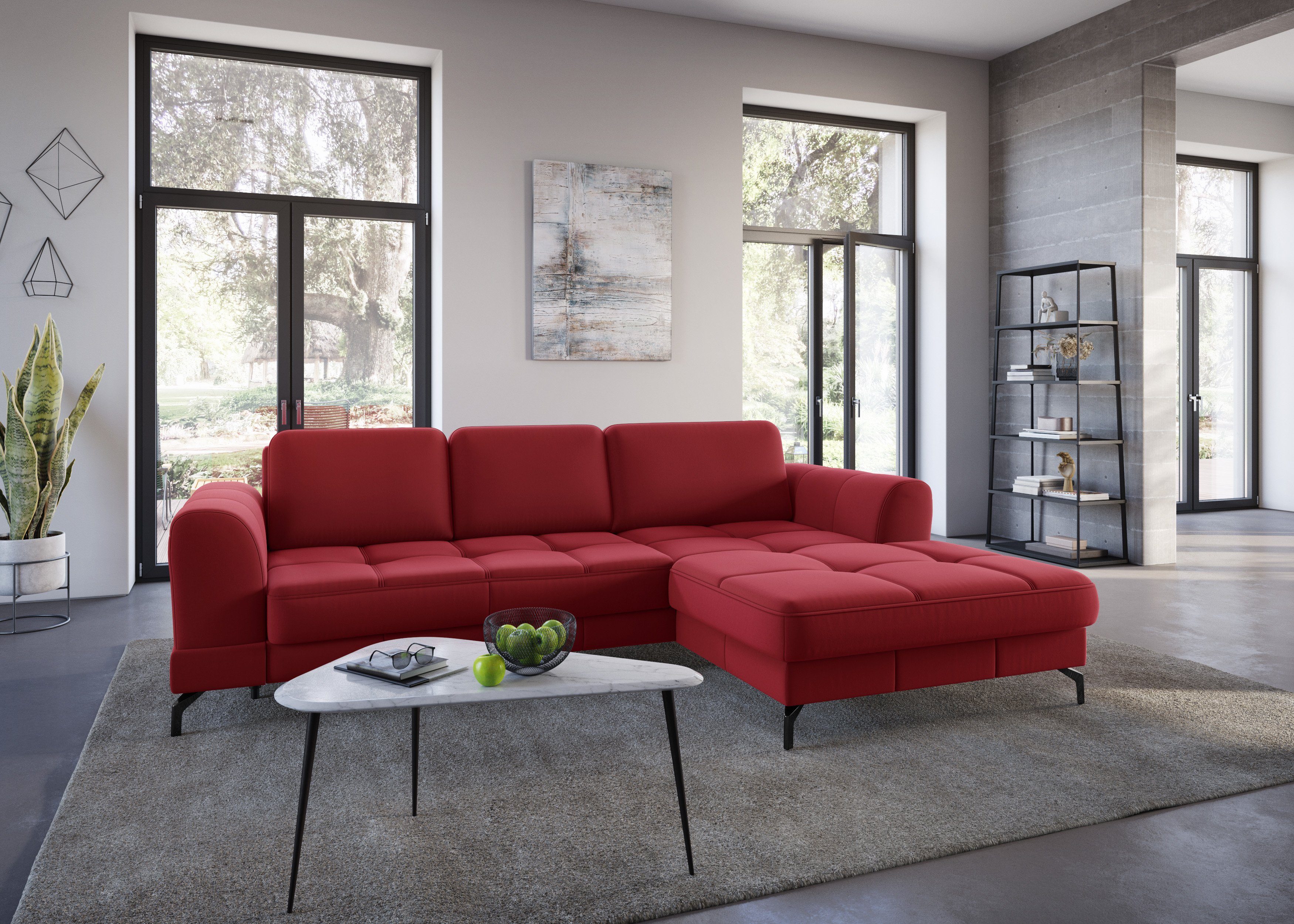Sit&more Hoekbank Bendigo V inclusief zitdiepteverstelling, bodemvrijheid 12 cm, in 2 pootkleuren