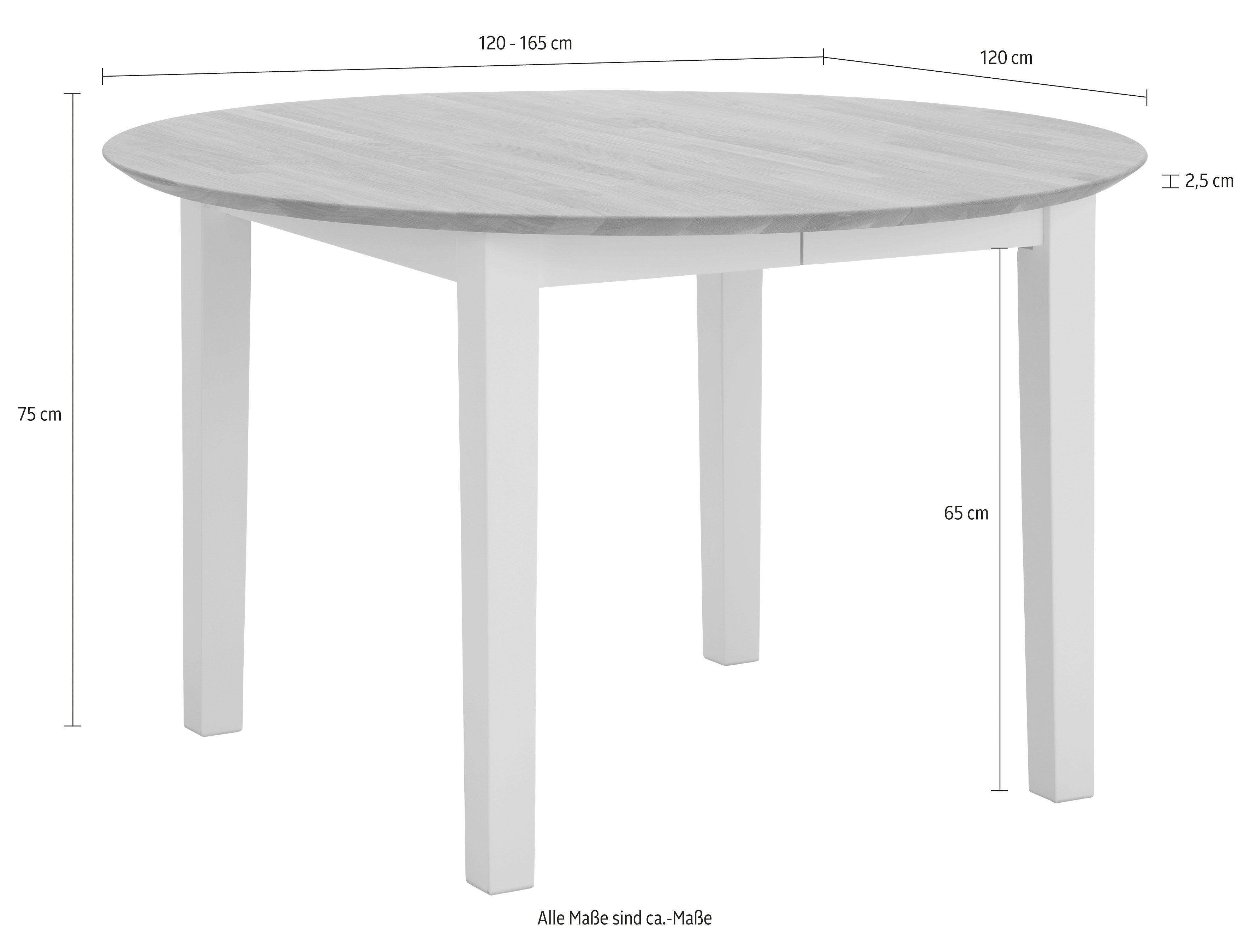 Home affaire Eettafel Time massief houten FSC tafel Diameter 120 cm, met uitschuiffunctie, keukentafel, bestseller