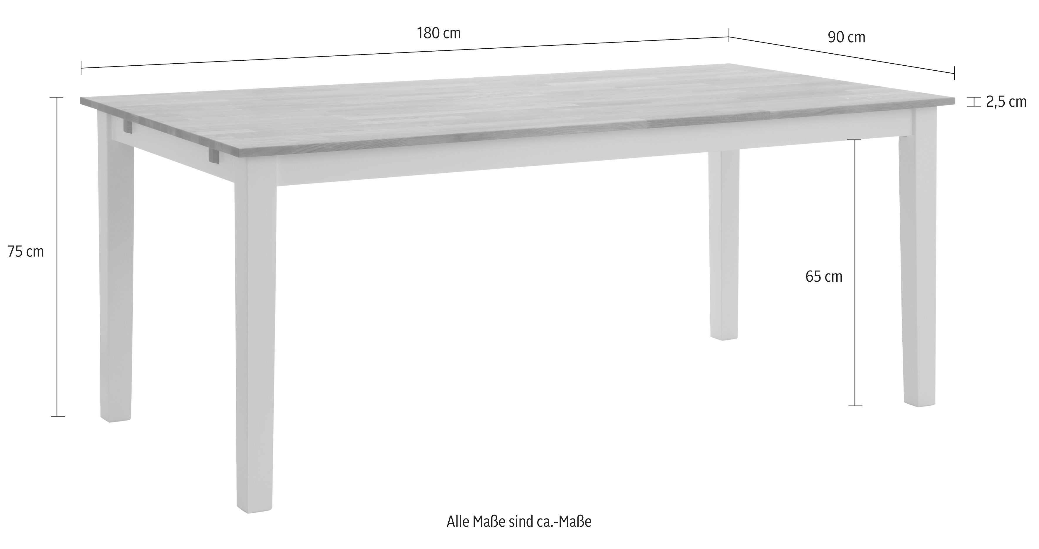 Home affaire Eettafel Samba houten tafel landhuis keuken bestseller van massief beukenhout, 140 cm of 180 cm, verlengbaar