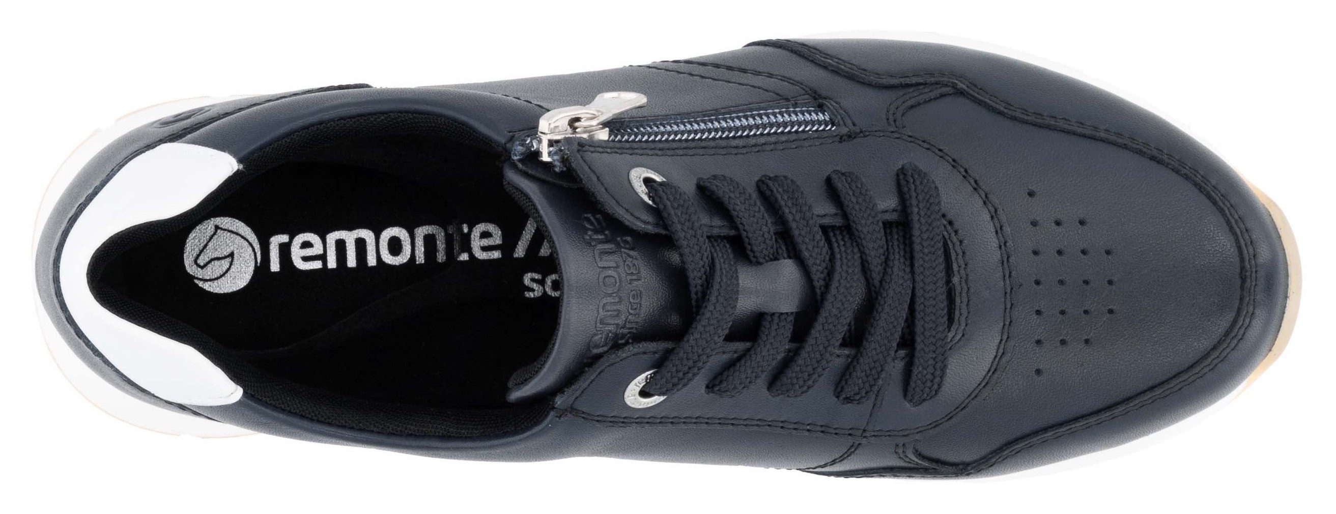 Remonte Sneakers met sleehak , vrijetijdsschoen, lage schoen, veterschoen met zijrits
