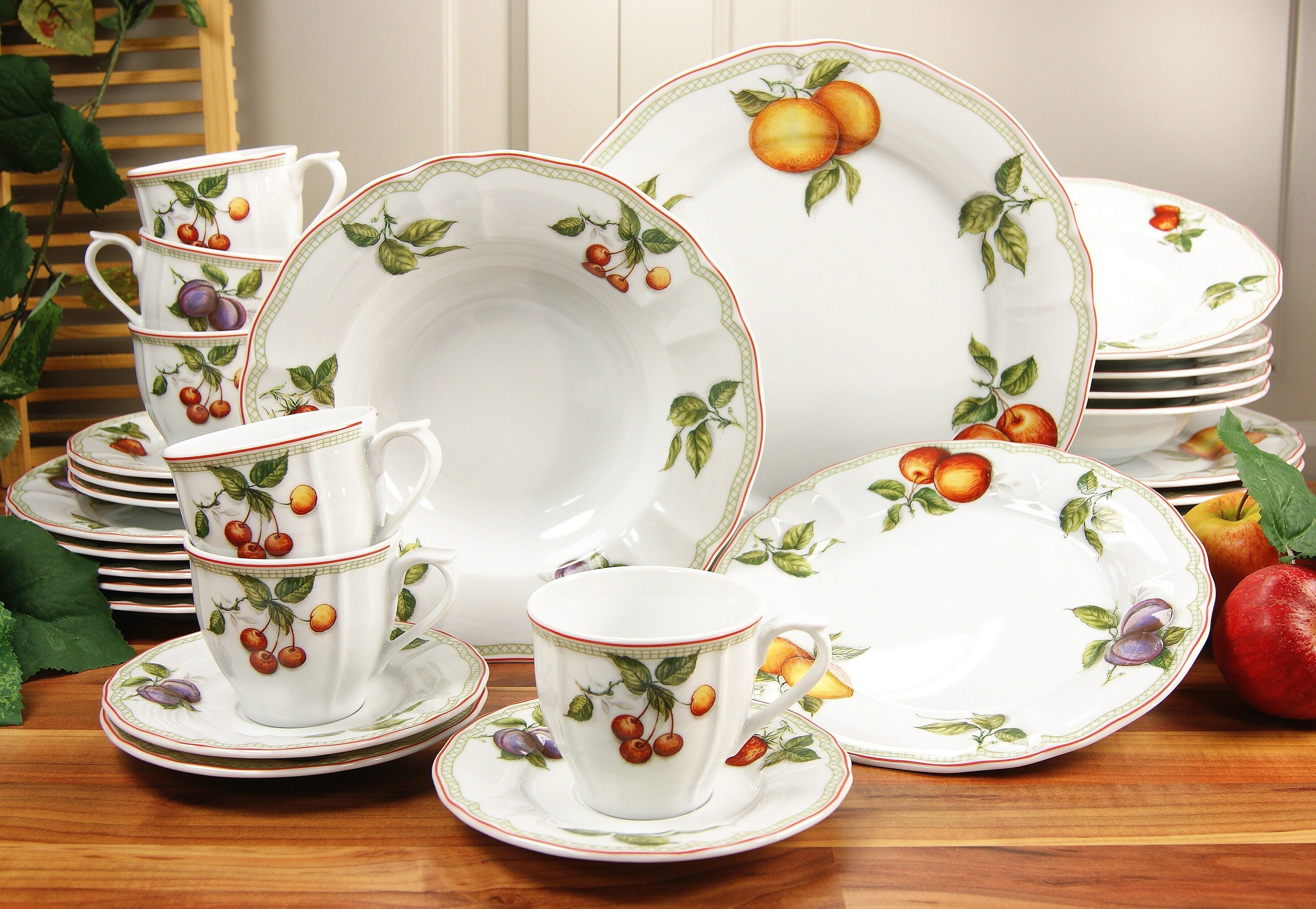 CreaTable Combi-servies Servies-set Flora Orchard Servies, 30 delen, voor 6 personen (set, 30-delig)