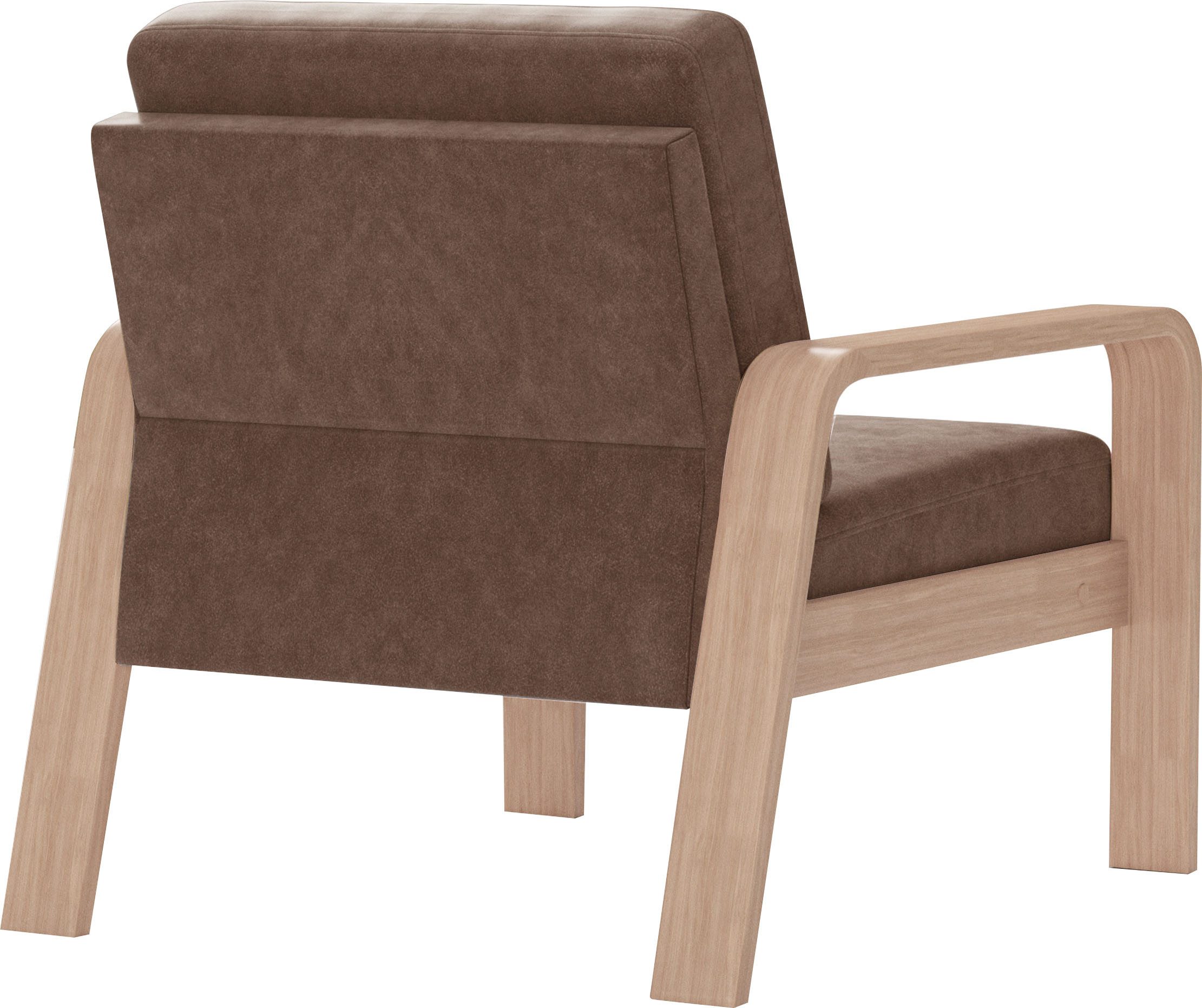 sit&more Fauteuil Kolding Armleuningen van natuurlijk beukenhout, verschillende bekledingen en kleuren