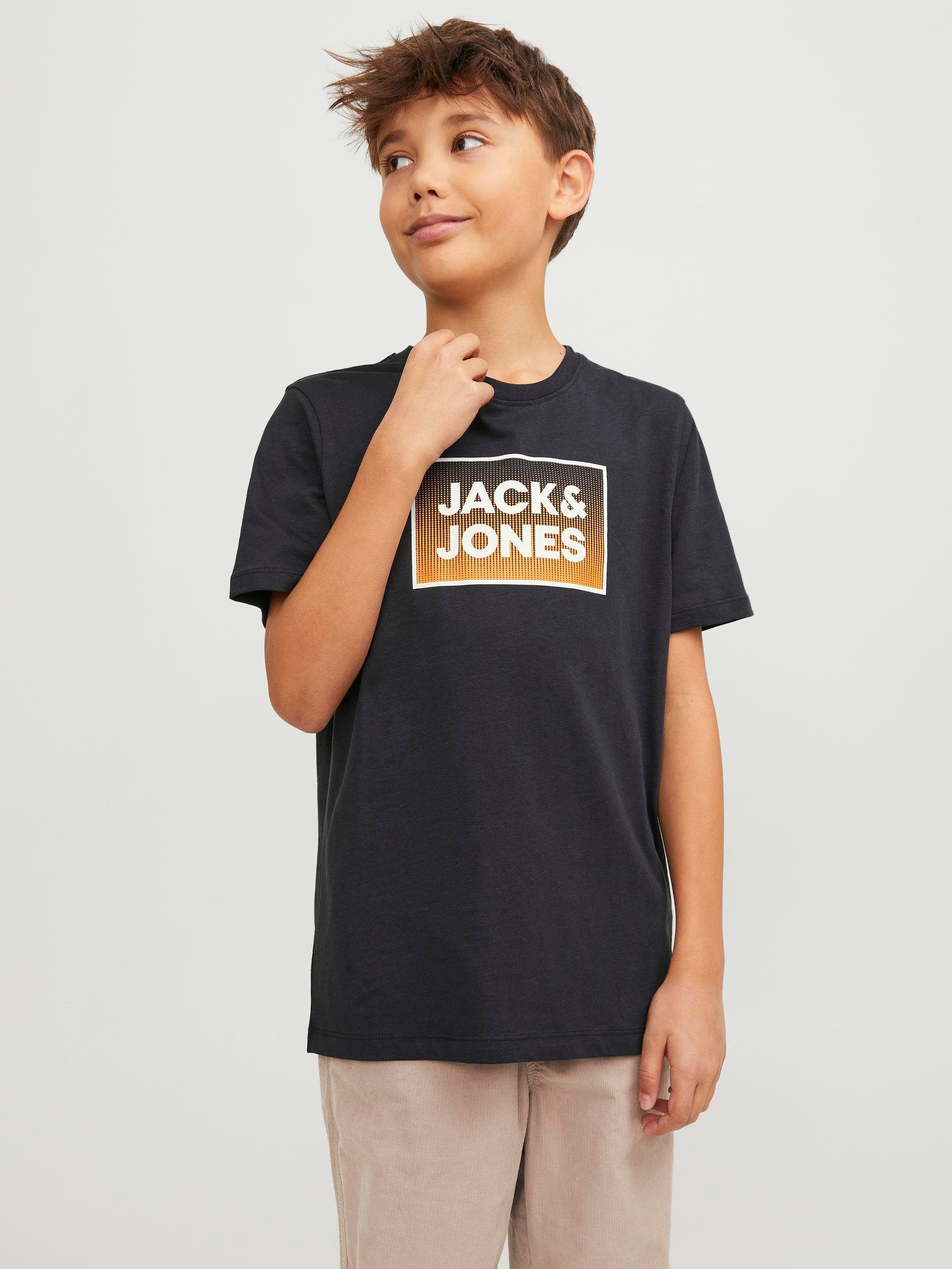 Jack & jones JUNIOR T-shirt JJSTEEL met printopdruk donkerblauw Jongens Katoen Ronde hals 128
