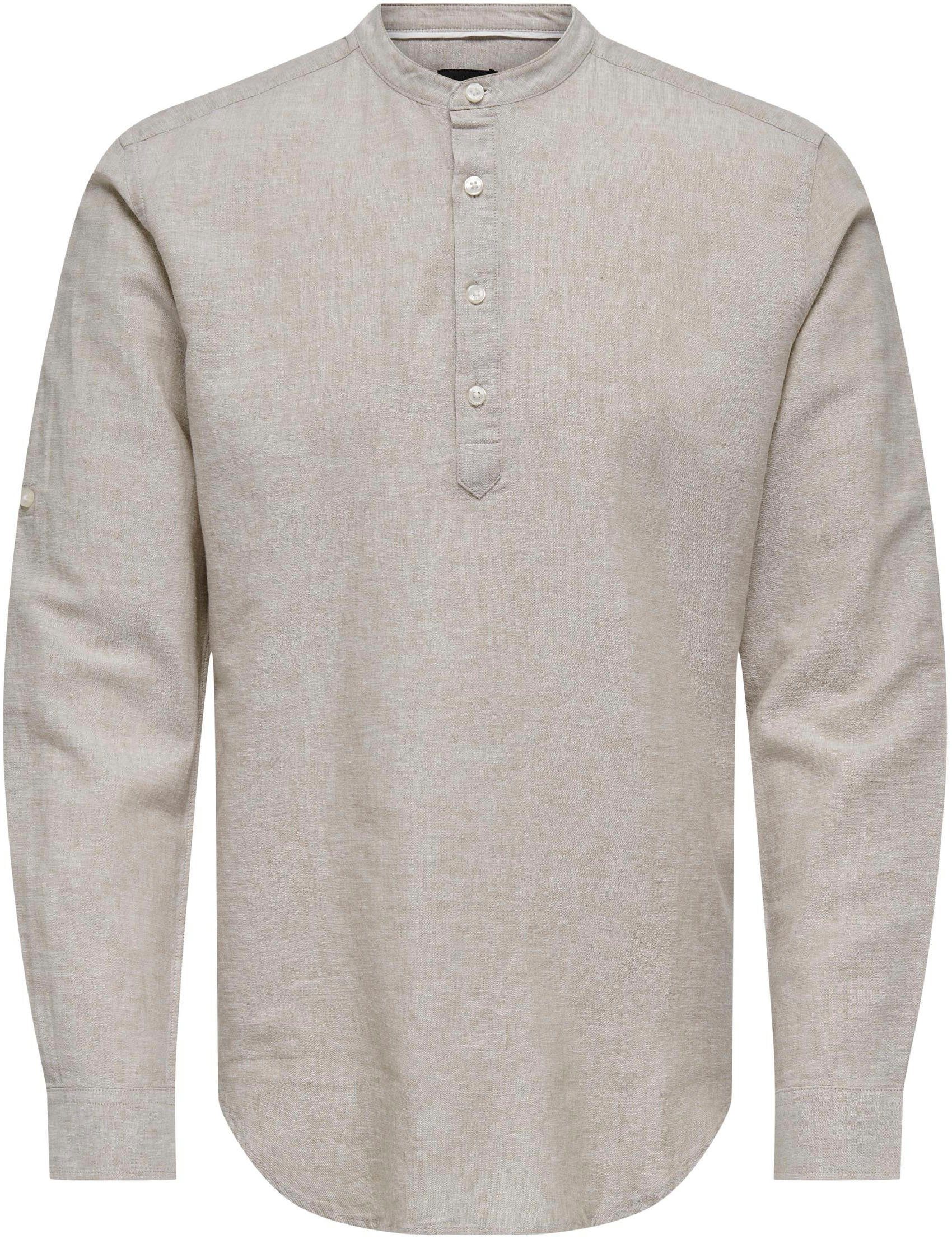 ONLY & SONS Overhemd met lange mouwen ONSCAIDEN LS HALFPLACKT LINEN SHIRT