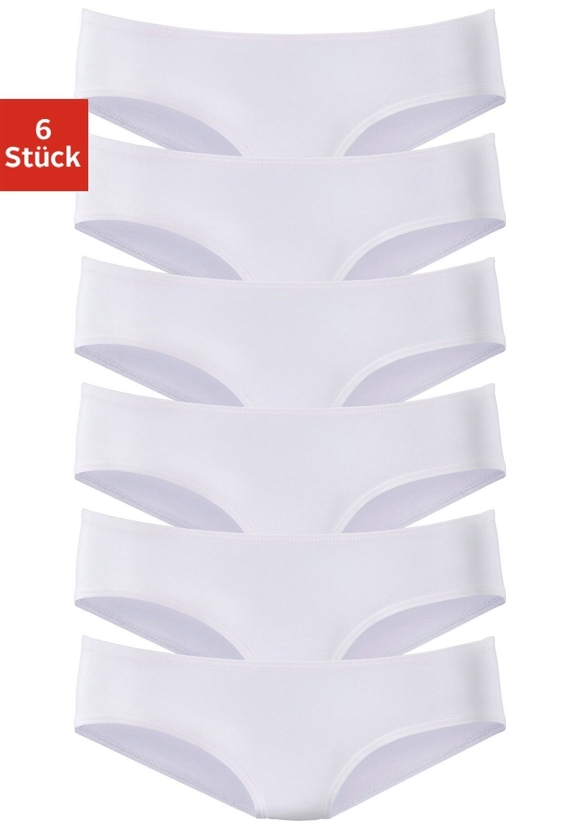vivance active Hipster van zacht microvezel (6 stuks, Set van 6) dames lingerie maat 32/34 wit