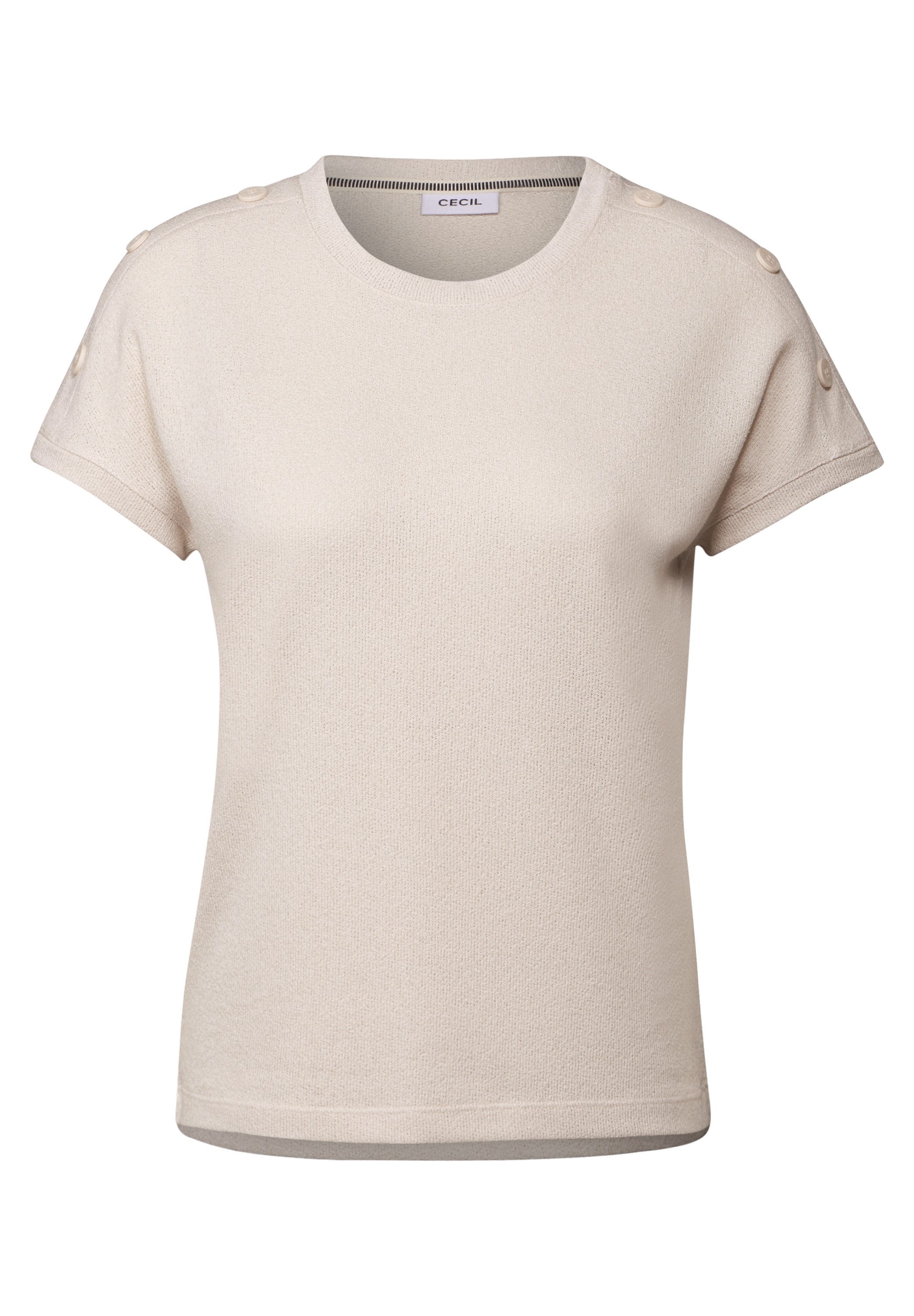 Cecil T-shirt in structuur-look en met knoopdetails