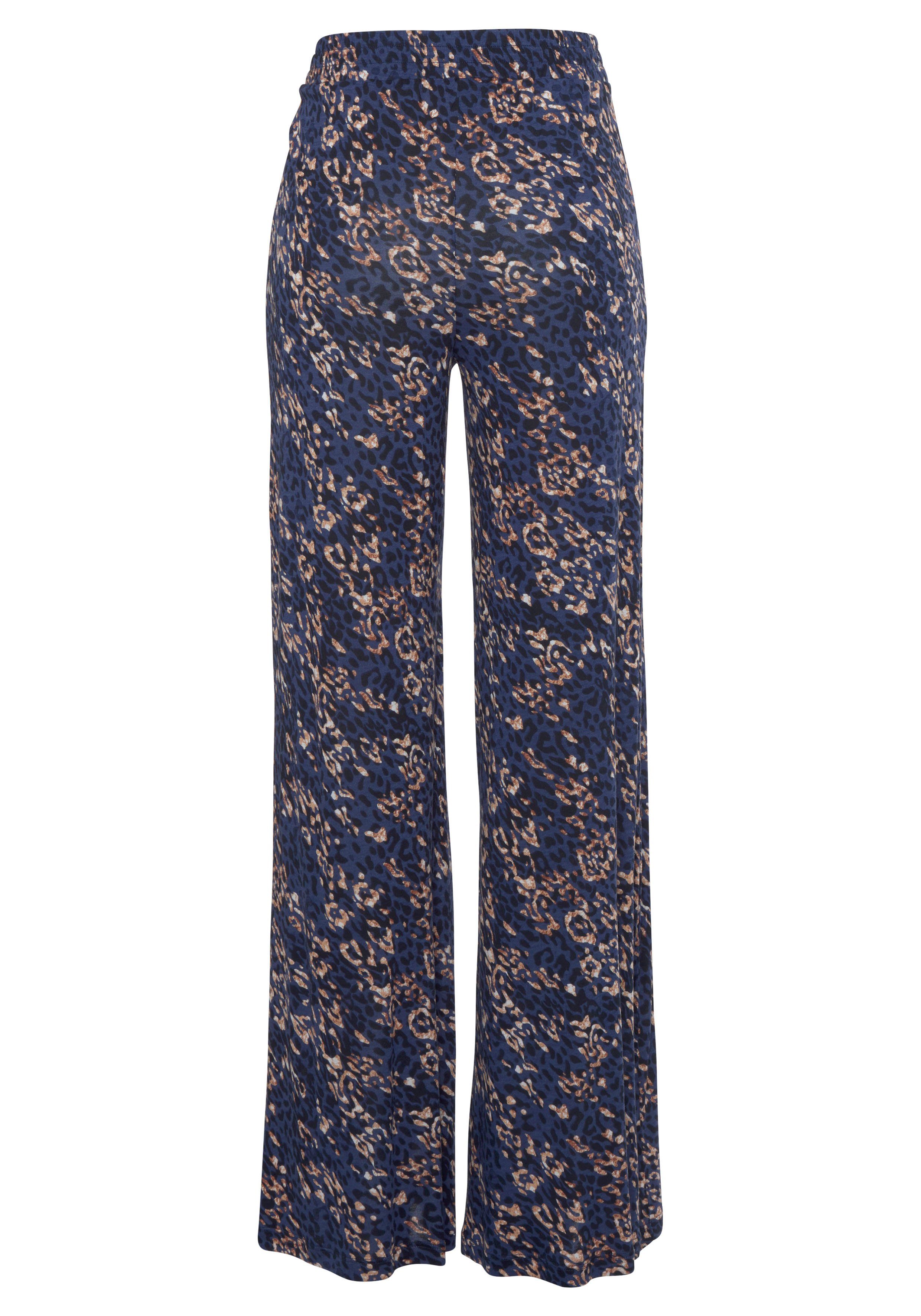 Vivance Jerseybroek met alloverprint, comfortabele zomerbroek in wijde pasvorm, strandbroek