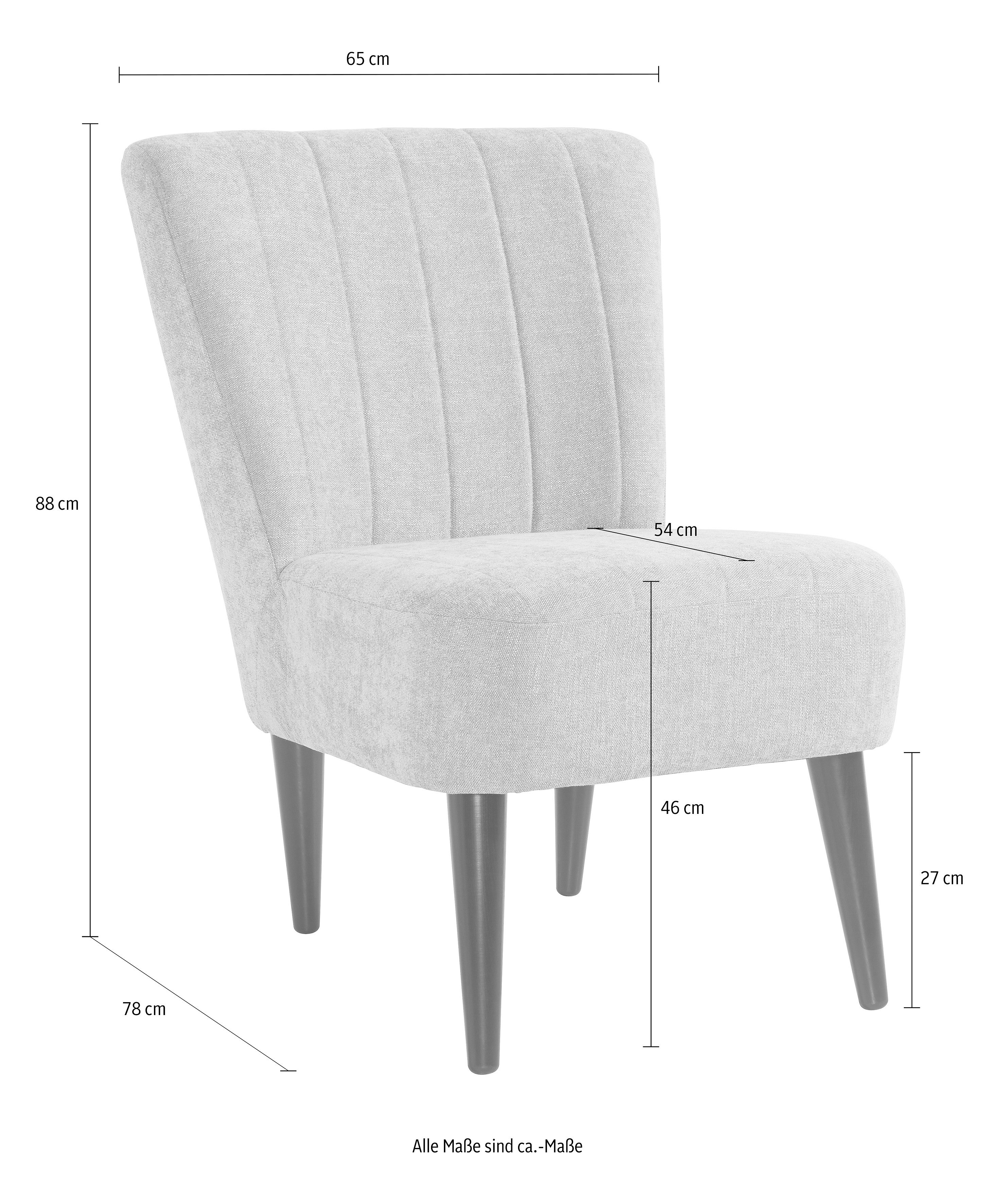 ATLANTIC home collection Cocktailfauteuil JAN met golfvering, massief houten poten
