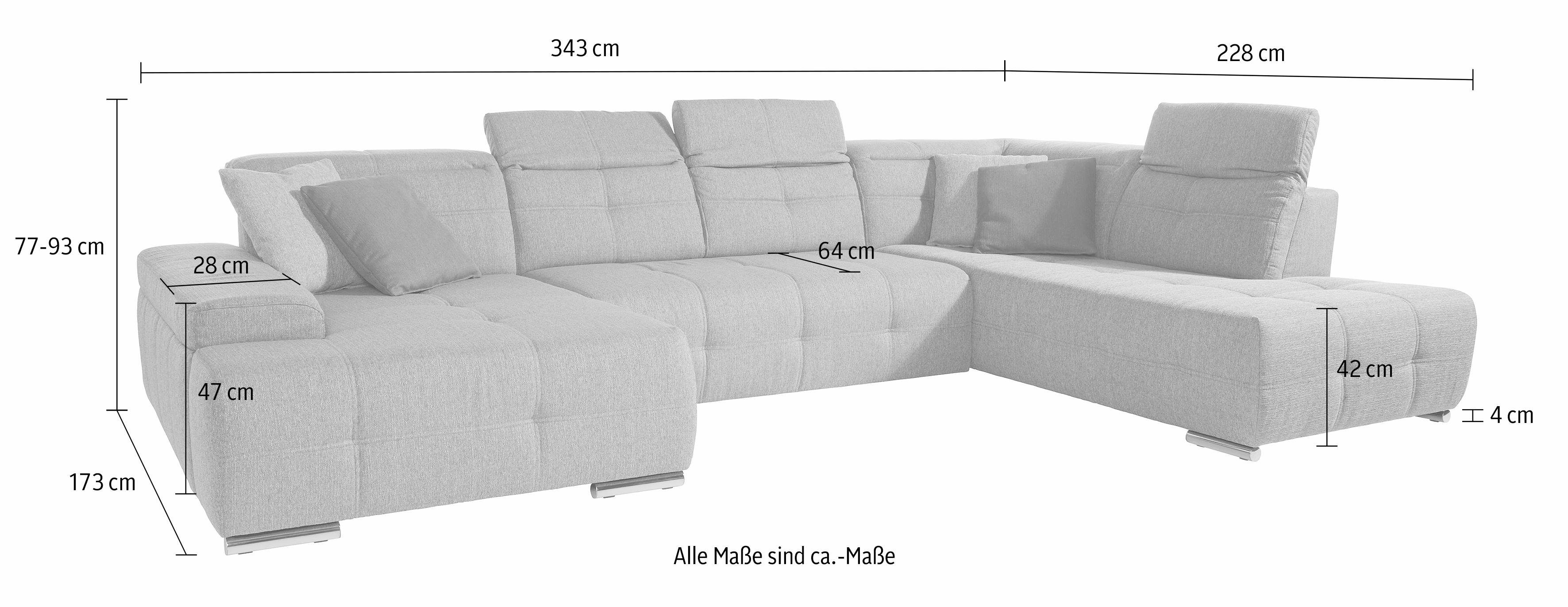 sit&more Zithoek Mistral U-vorm naar keuze met slaapfunctie, met verstelbare hoofdsteun