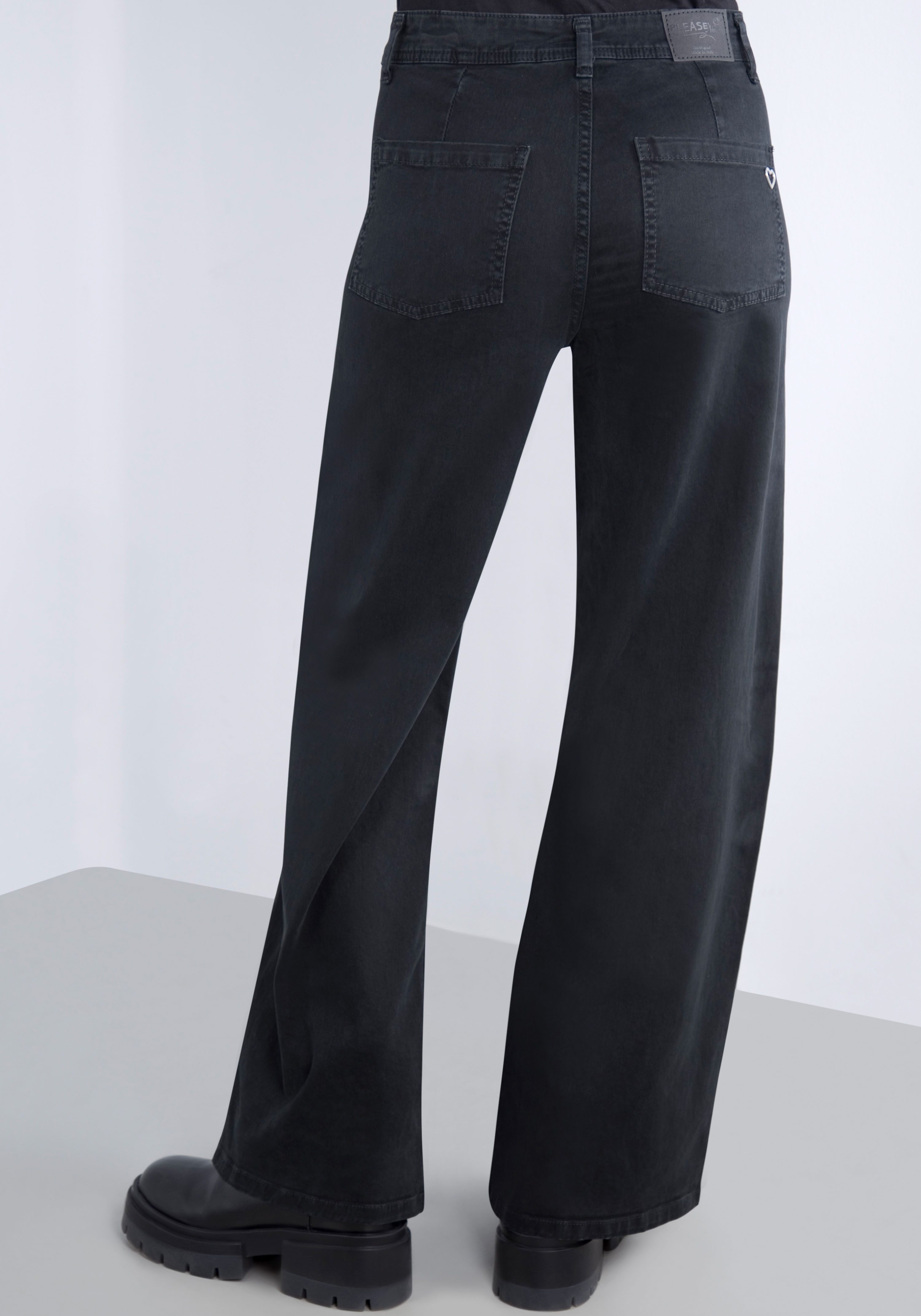 Please Jeans Broek met wijde pijpen van hoogwaardige katoenmix met stretch