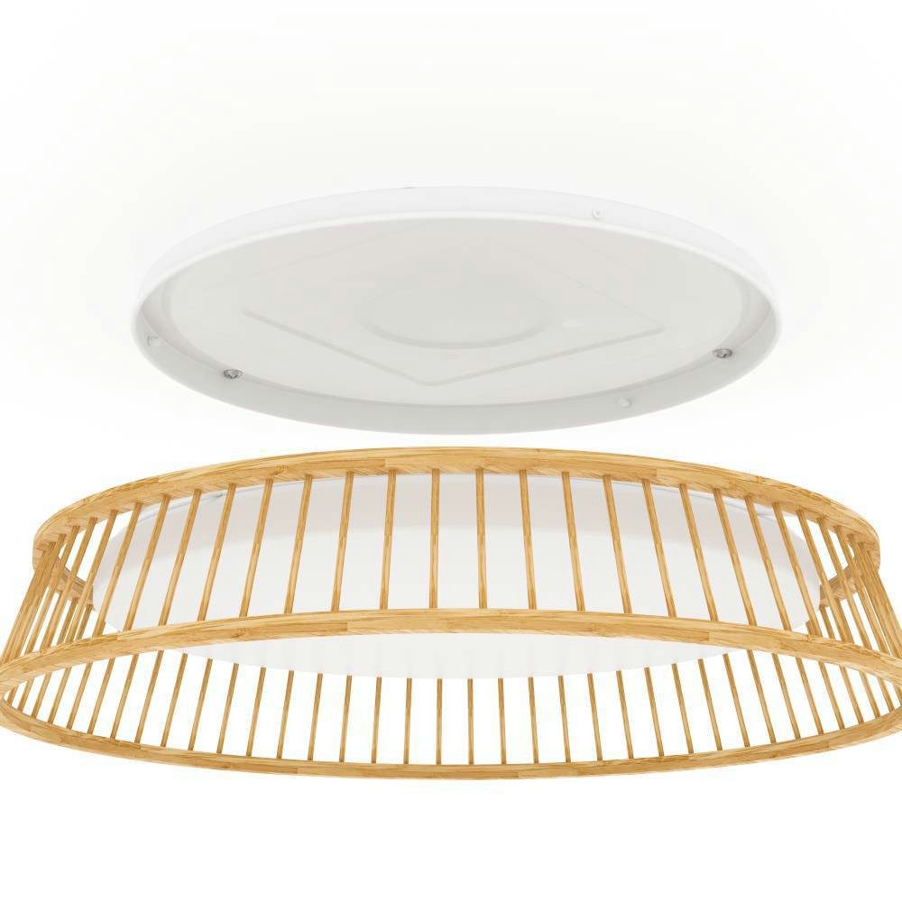 EGLO Plafondlamp LUPPINERIA Plafondlamp, kunststof in wit en bamboe in natuur, lamp, Ø 45 cm (1 stuk)