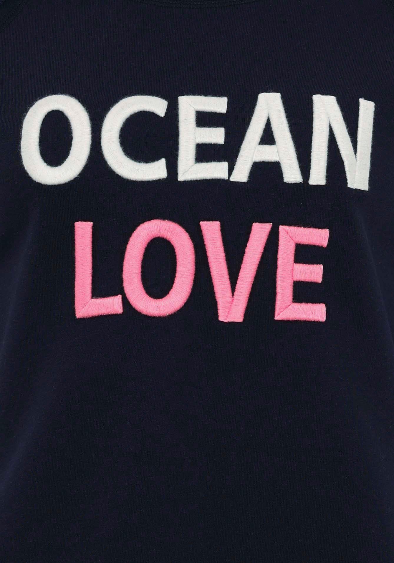 Zwillingsherz Shirt met lange mouwen met "ocean love"-opdruk en used-look