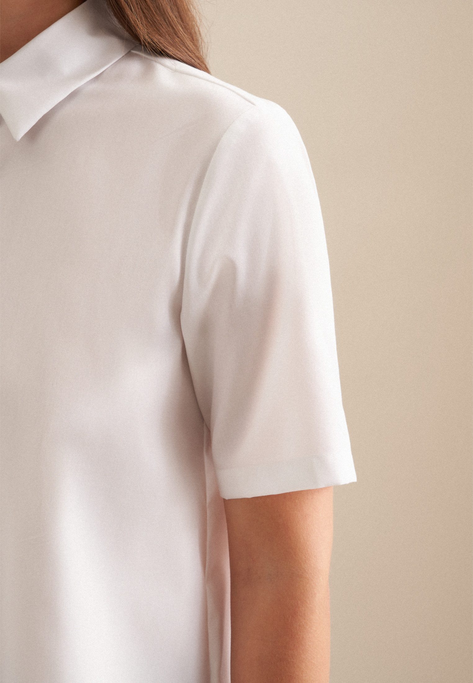 seidensticker Overhemdblouse Zwarte roos Korte mouwen kraag uni