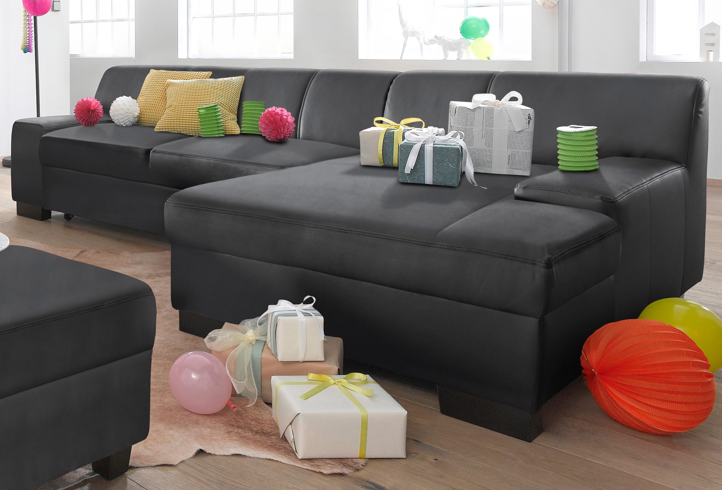 DOMO collection Hoekbank Norma Top, elegant en modern, platte armleuningen, comfortabel, L-vorm