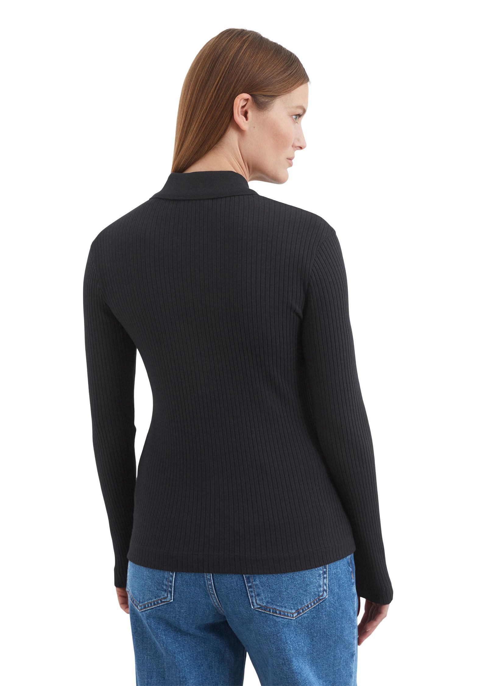 Marc O'Polo Blouse met lange mouwen Rib jersey blouse loose