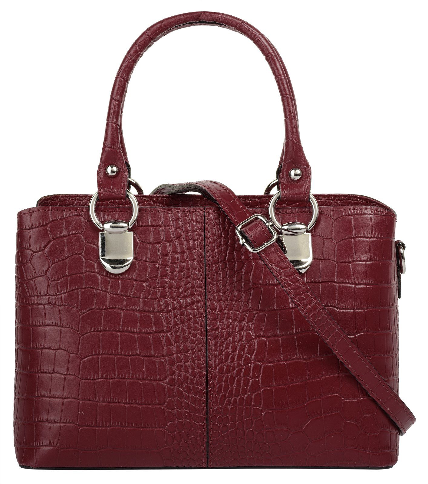 Cluty Schoudertas echt leer, made in italy dames tassen rood