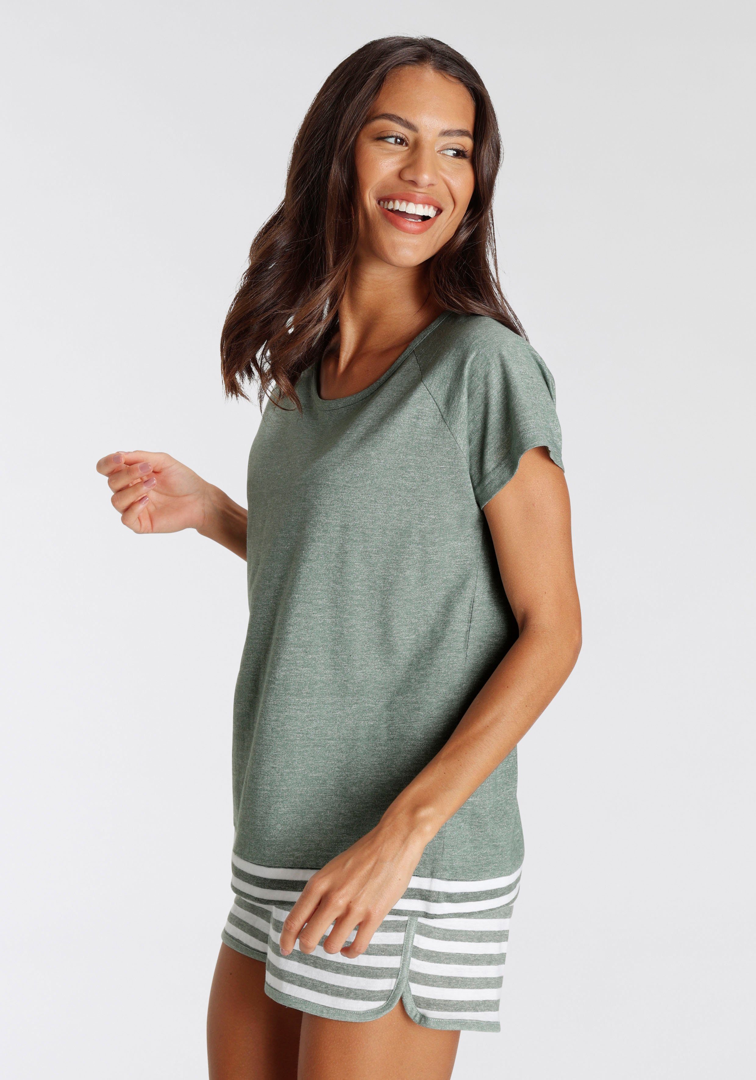 Vivance Dreams Shortama met strepen-details (2-delig)