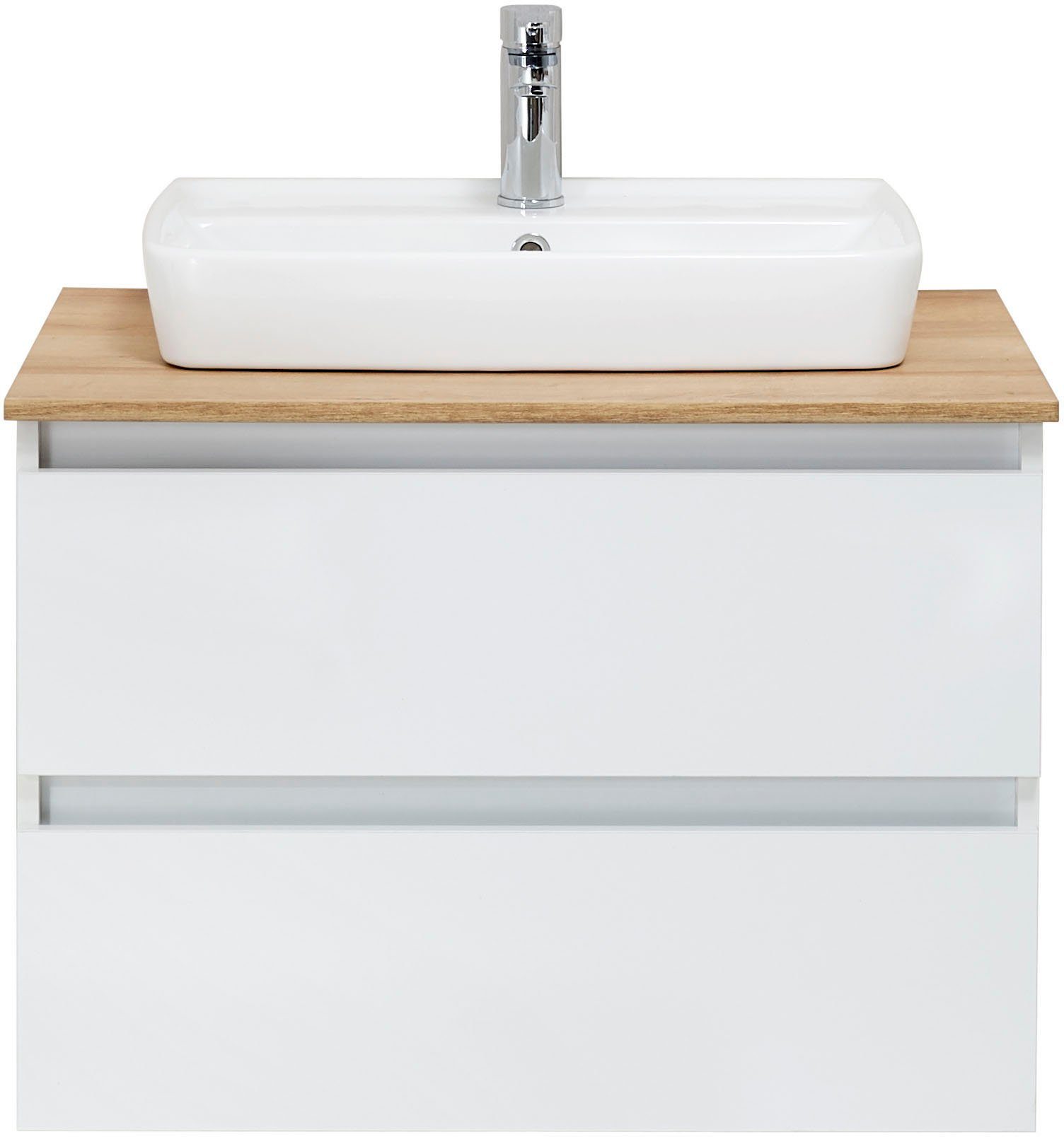 Saphir Badkamerserie Quickset 360 2-delig, keramieken opzetwasbak met led-spiegel (4-delig)