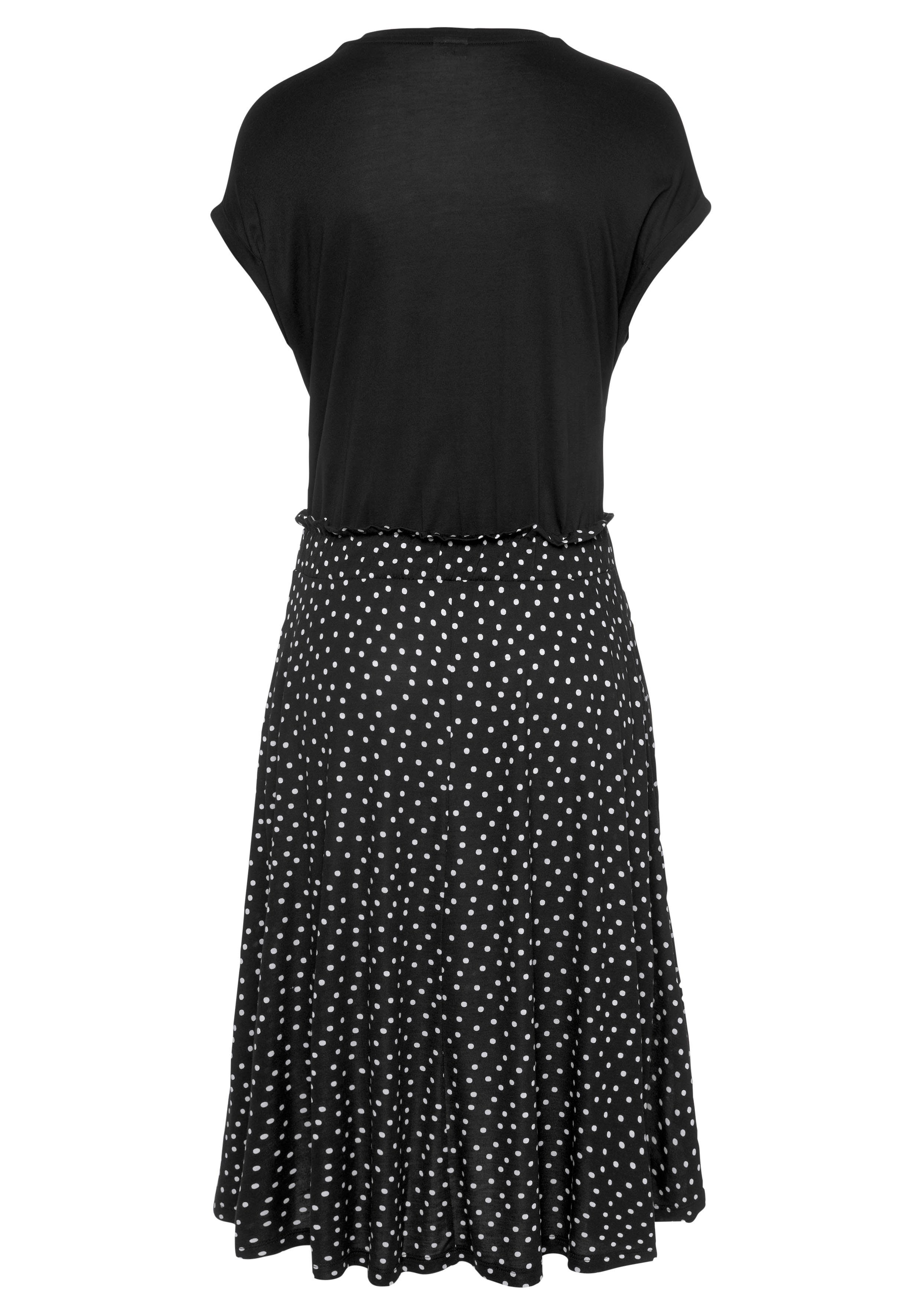 Beachtime Jerseyjurk met paperbag stijl, tailleband en zakken, jurk met print, zomers, elegant
