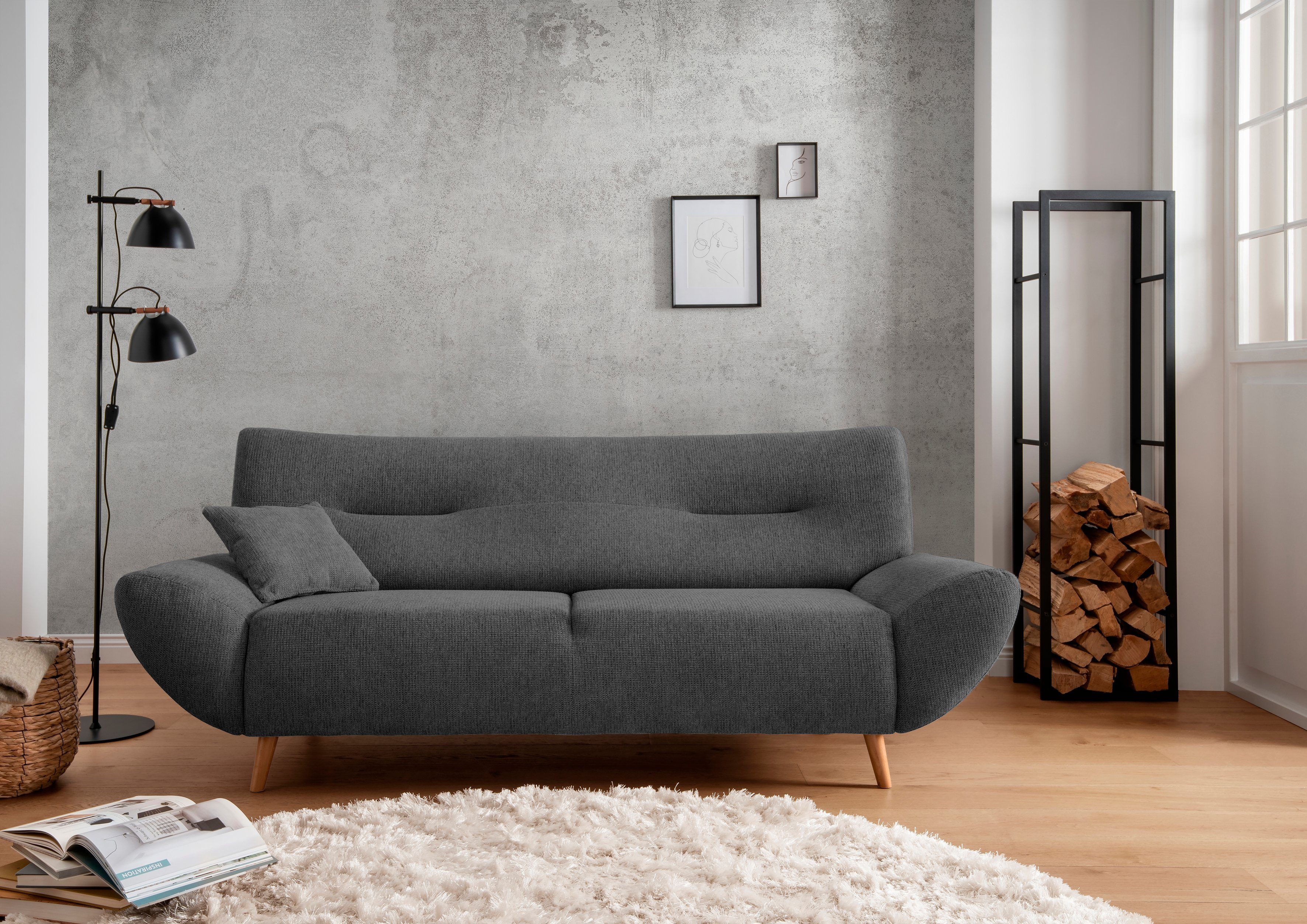 INOSIGN Zithoek Drago elegant en tijdloos, comfortabel, moderne vormtaal leverbaar als fauteuil/hoekbank, diverse stoffen, incl. 2 sierkussens (set, 3-delig)