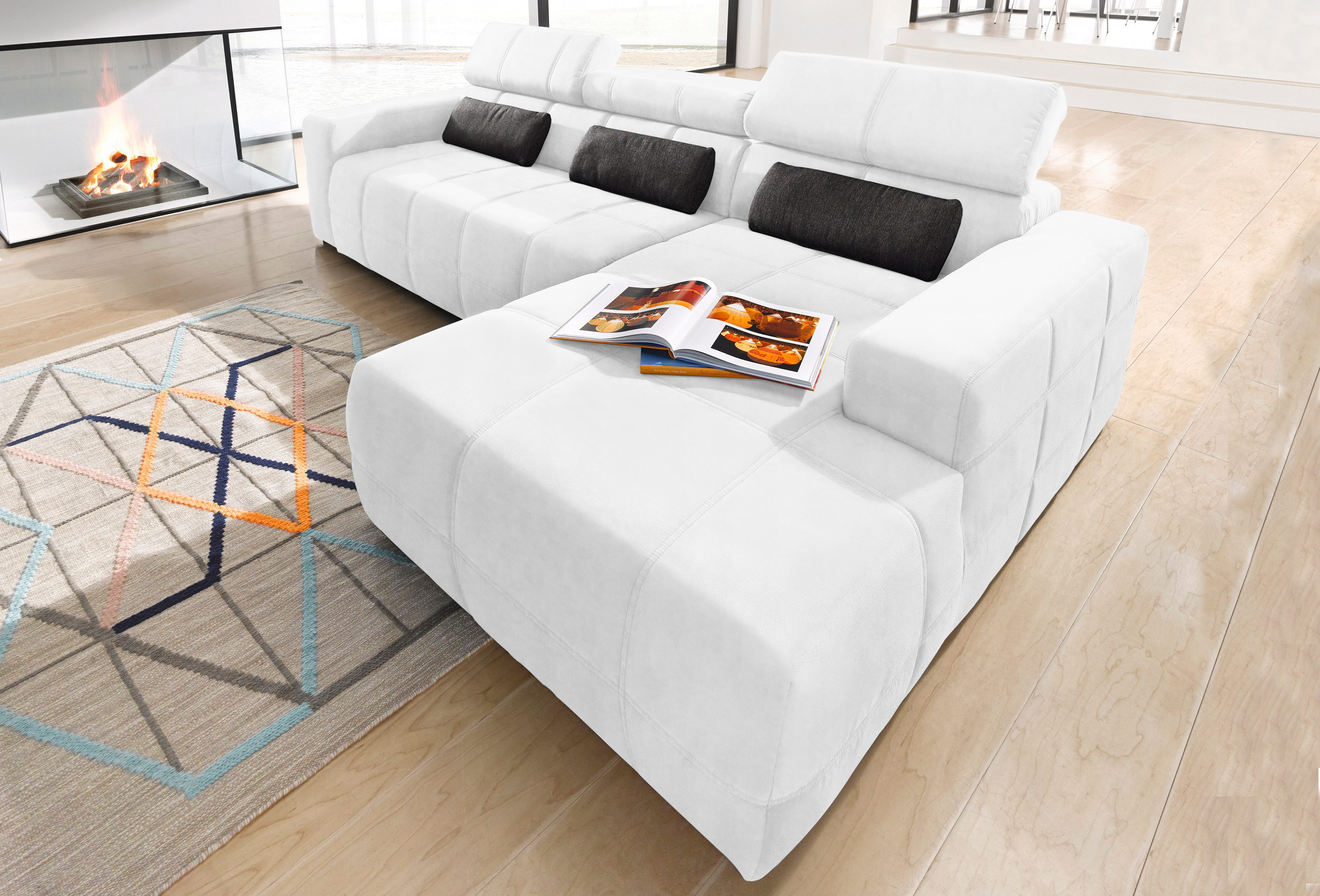 DOMO collection Hoekbank Brandon B/T/H: 289/177/80 cm, keuze met zitdiepteverstelling, L-vorm