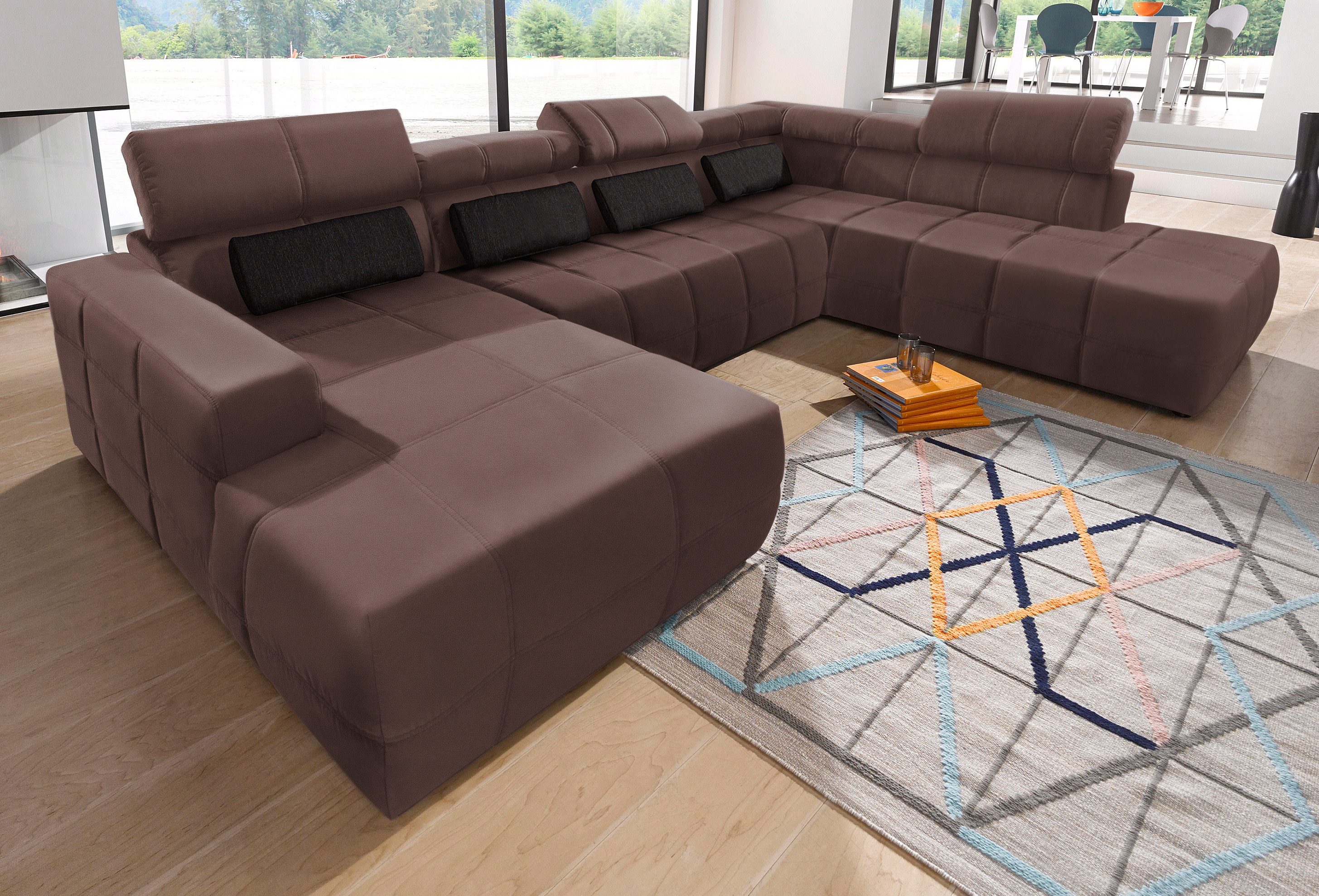 DOMO collection Zithoek Brandon Sitzbelastung 140 kg, mit Nierenkissen, U-Form met hoofdsteunverstelling, optionele zitdiepteverstelling, u-vorm