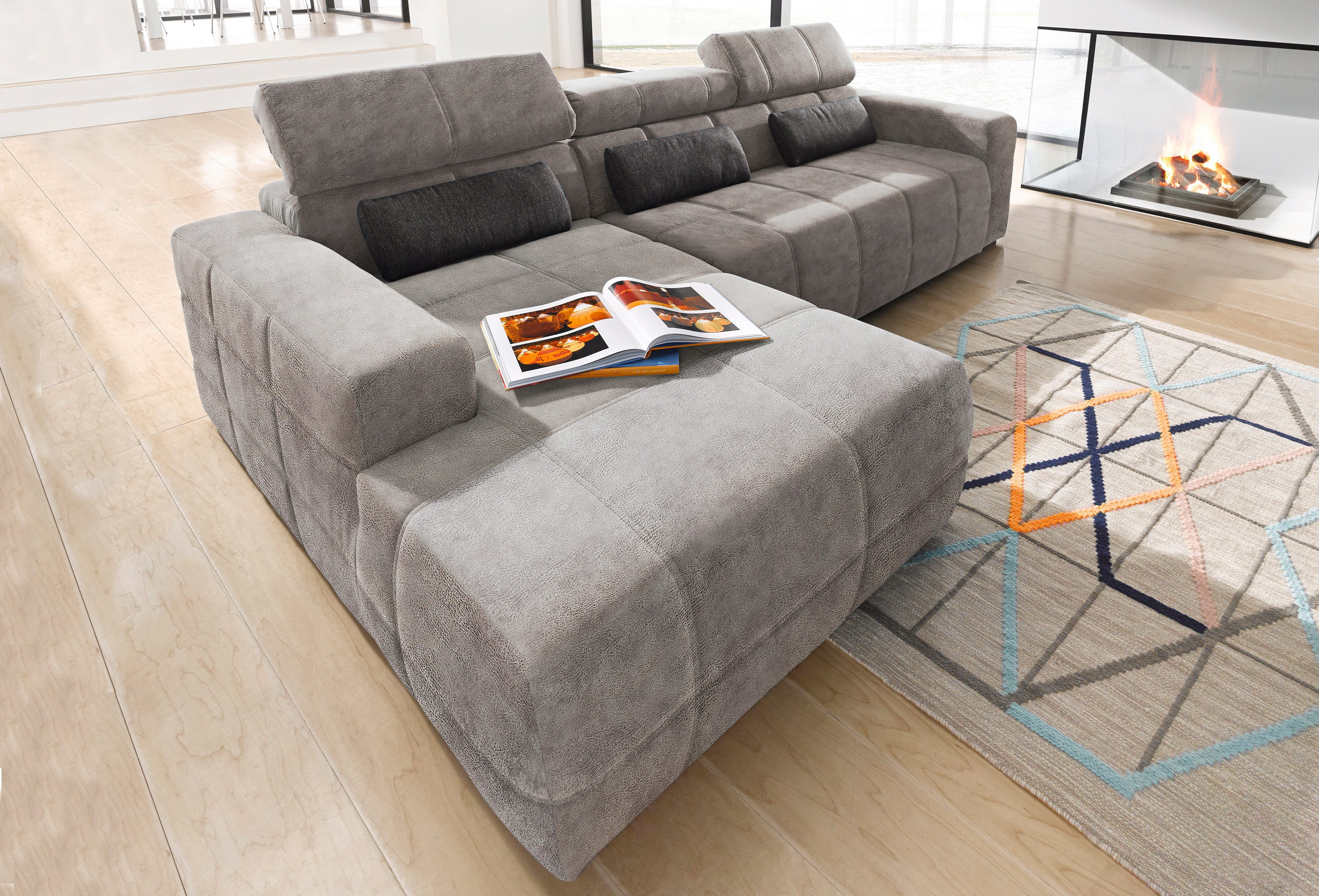 DOMO collection Hoekbank Brandon B/T/H: 289/177/80 cm, keuze met zitdiepteverstelling, L-vorm