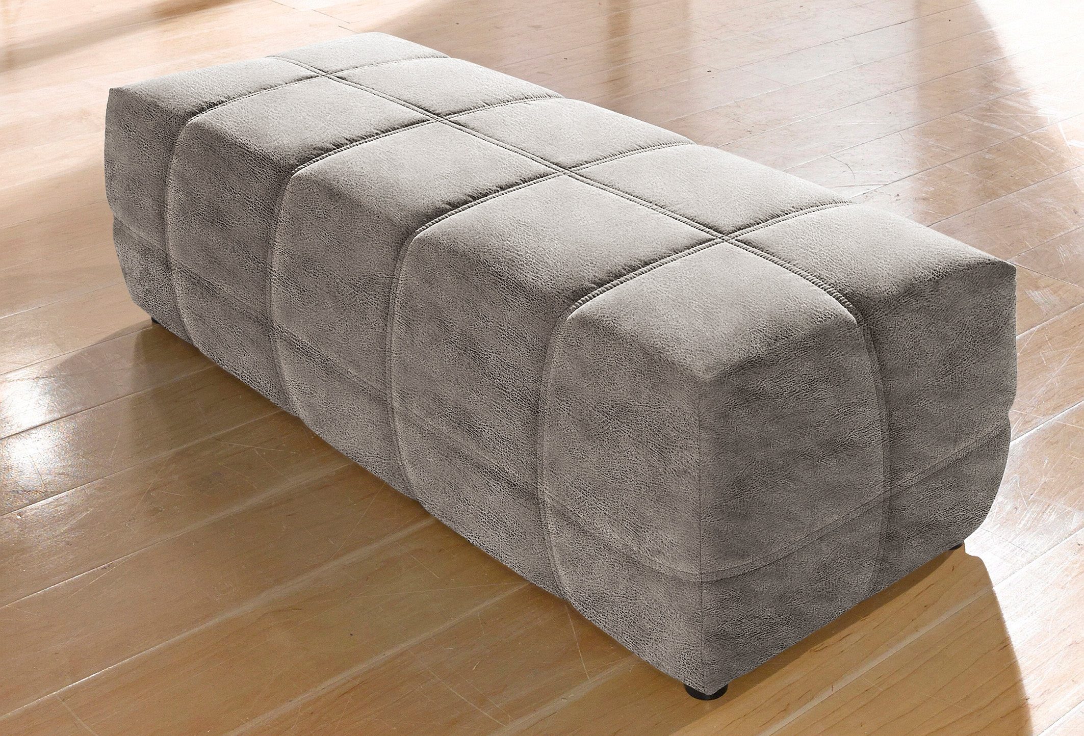 DOMO collection Hocker BRANDON grote uitvoering passend bij 'brandon', ook in cord hockers maat Luxe-microvezel in leer-look grijs