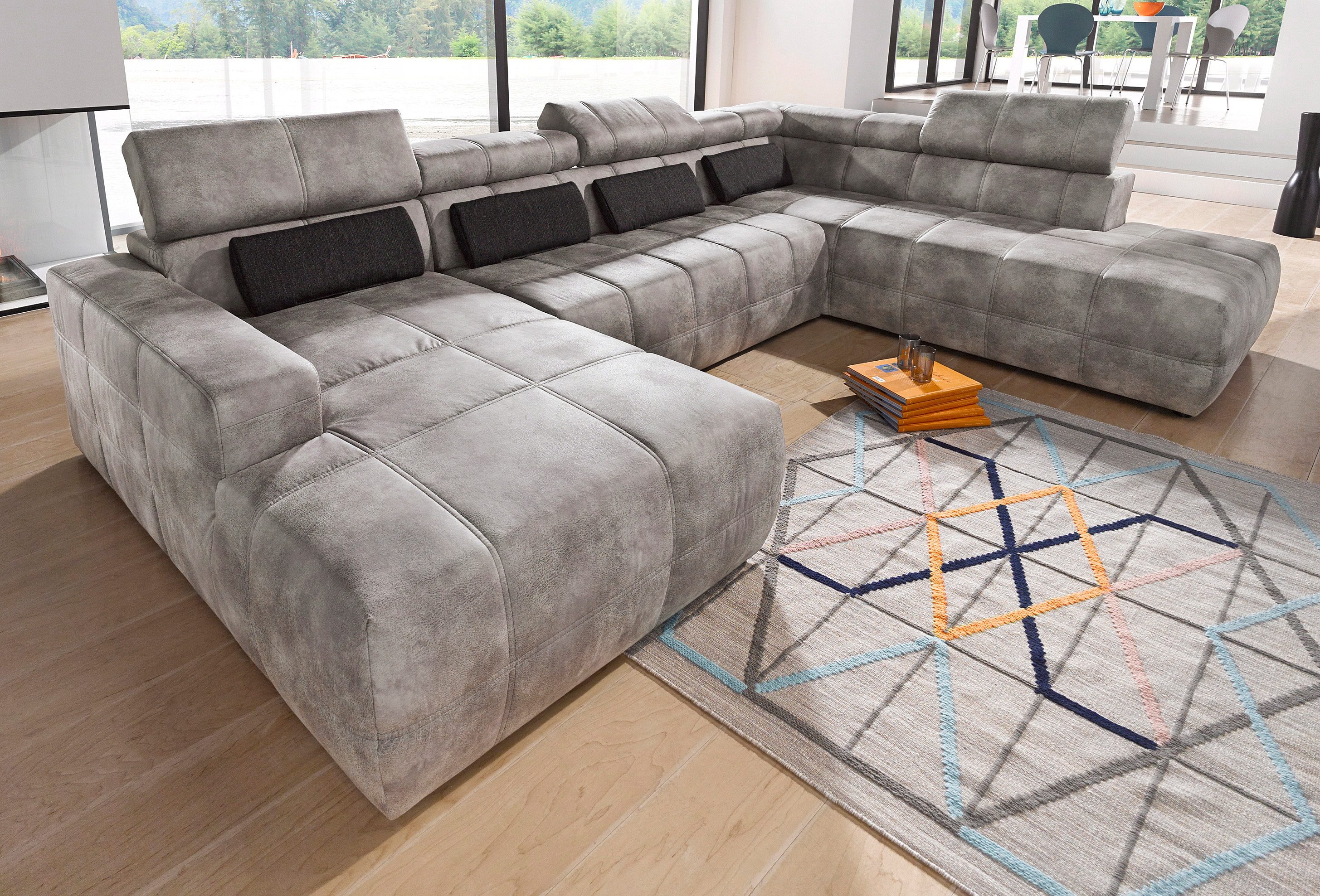 DOMO collection Zithoek Brandon Sitzbelastung 140 kg, mit Nierenkissen, U-Form met hoofdsteunverstelling, optionele zitdiepteverstelling, u-vorm