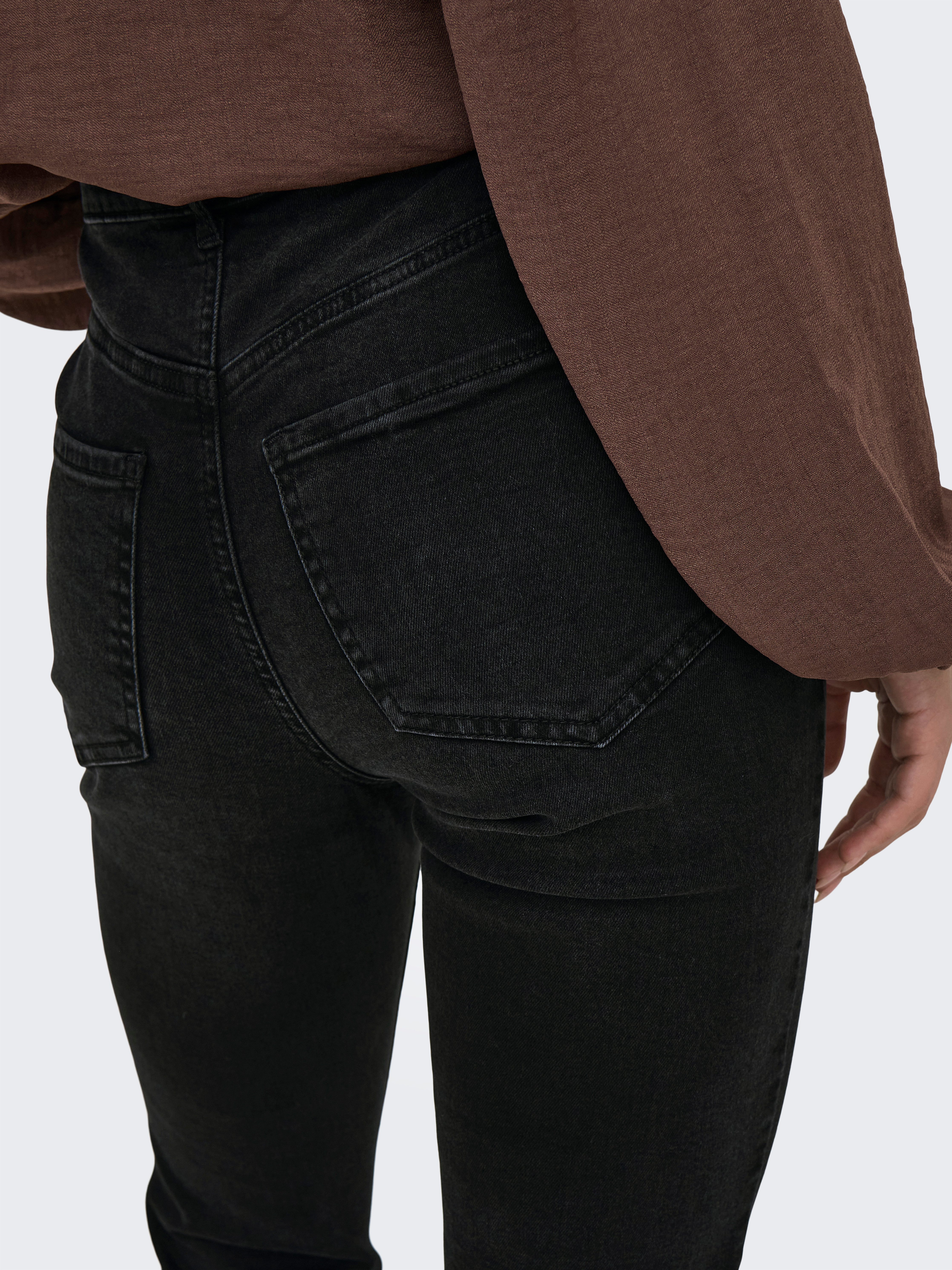 JDY Skinny fit jeans JDYFINA MW SKINNY ANKLE JNS BLK DNM NOOS