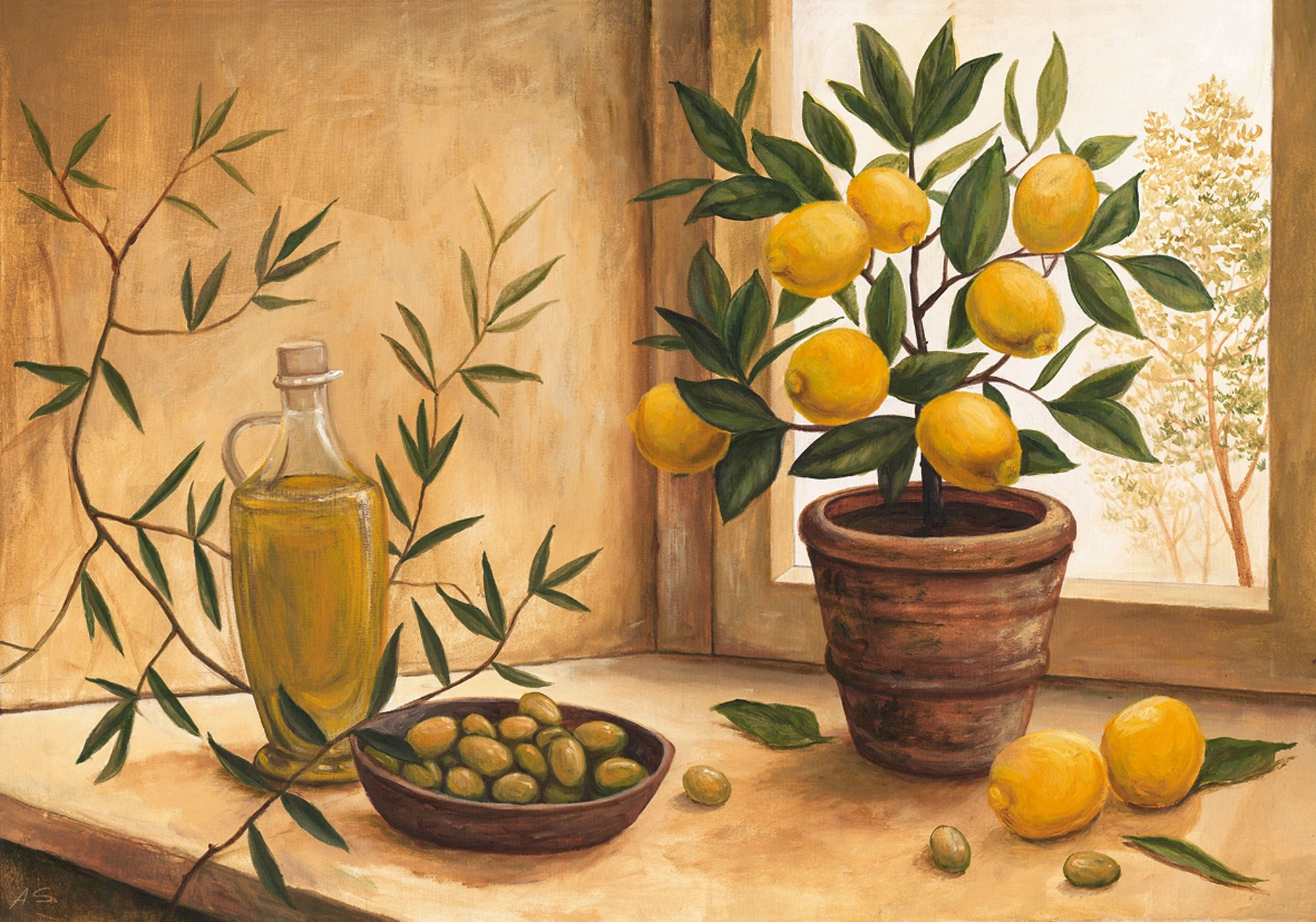 HOME AFFAIRE artprint A. S.: Olive and lime, 99x69 cm