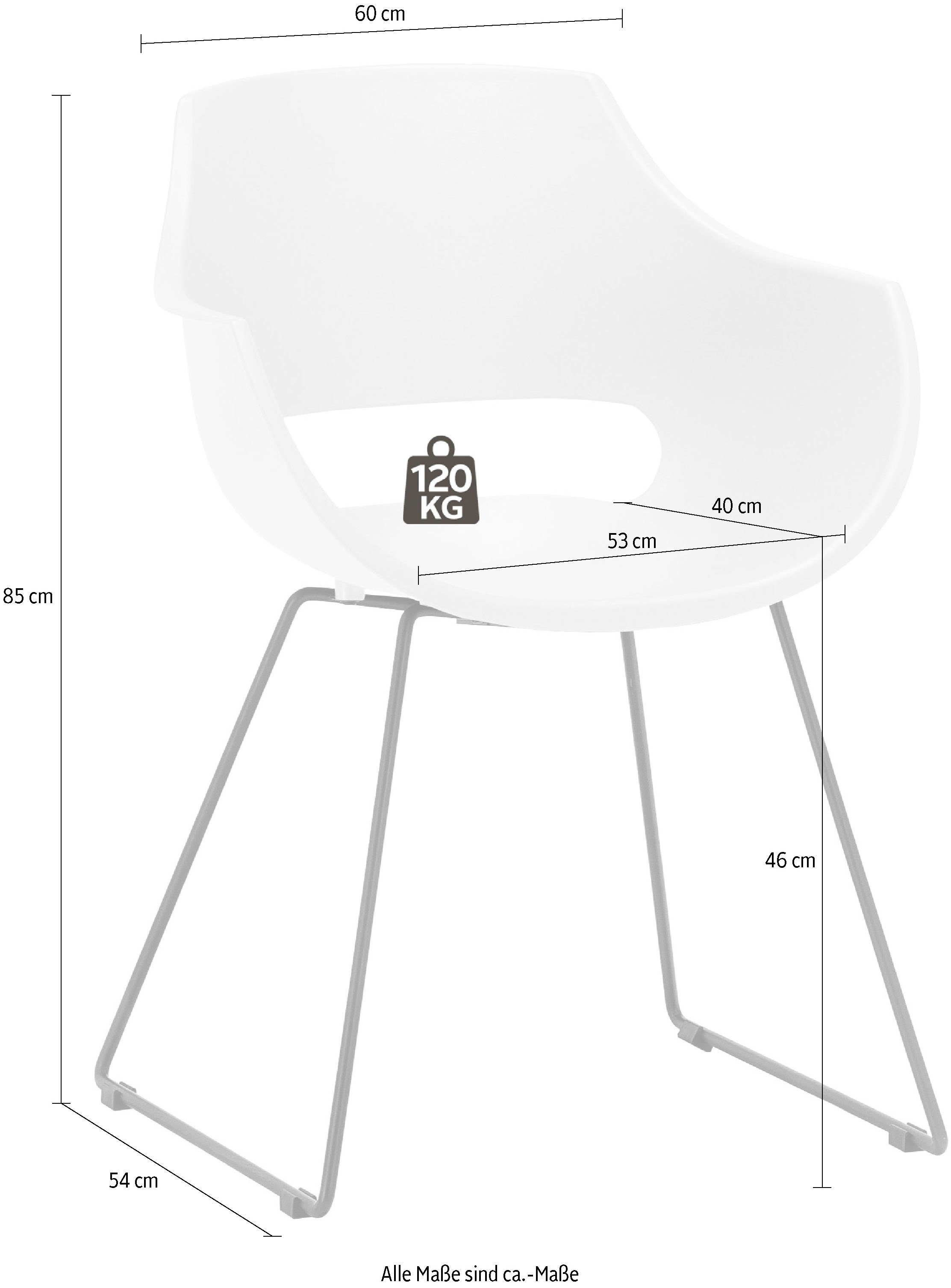 MCA furniture Kuipstoel Rockville 4-set, schaats, kunststof, belastbaarheid 120 kg, zithoogte ca. 46 cm (set, 4 stuks)