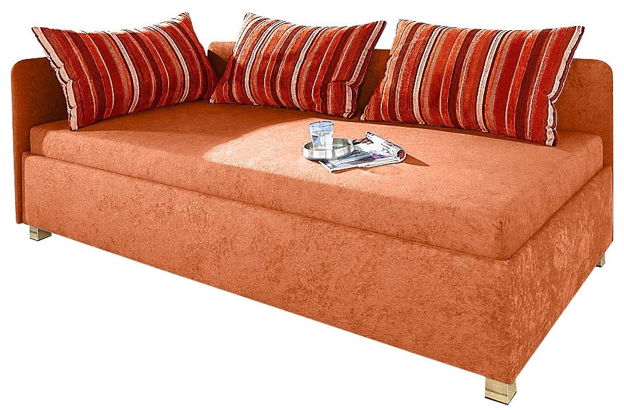 Maintal Bed met bedkist, relaxbed met ombouw oranje, slaapbanken, 90 cm x 200 cm, 5-zones binnenvering matras