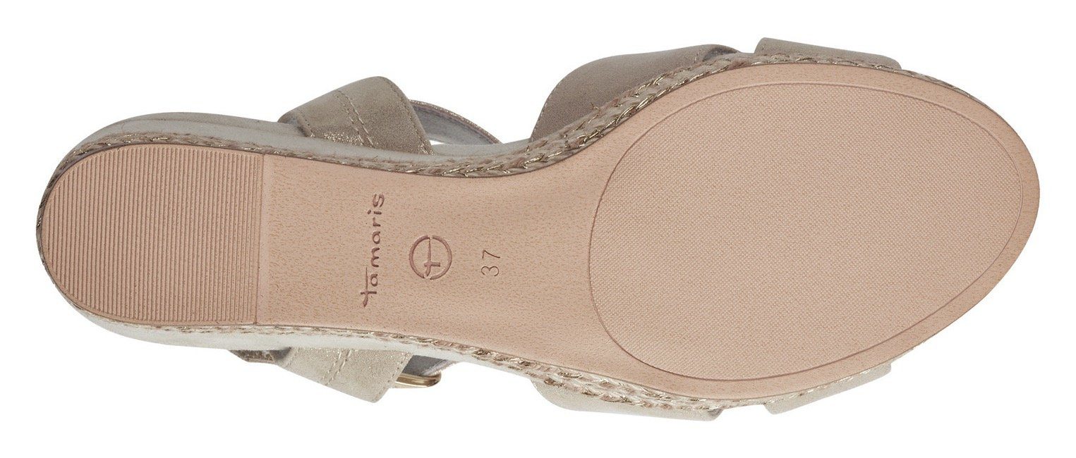 Tamaris Sleehaksandaaltjes , zomerschoen, sandaal, sleehak, met jute-beslag, smalle vorm