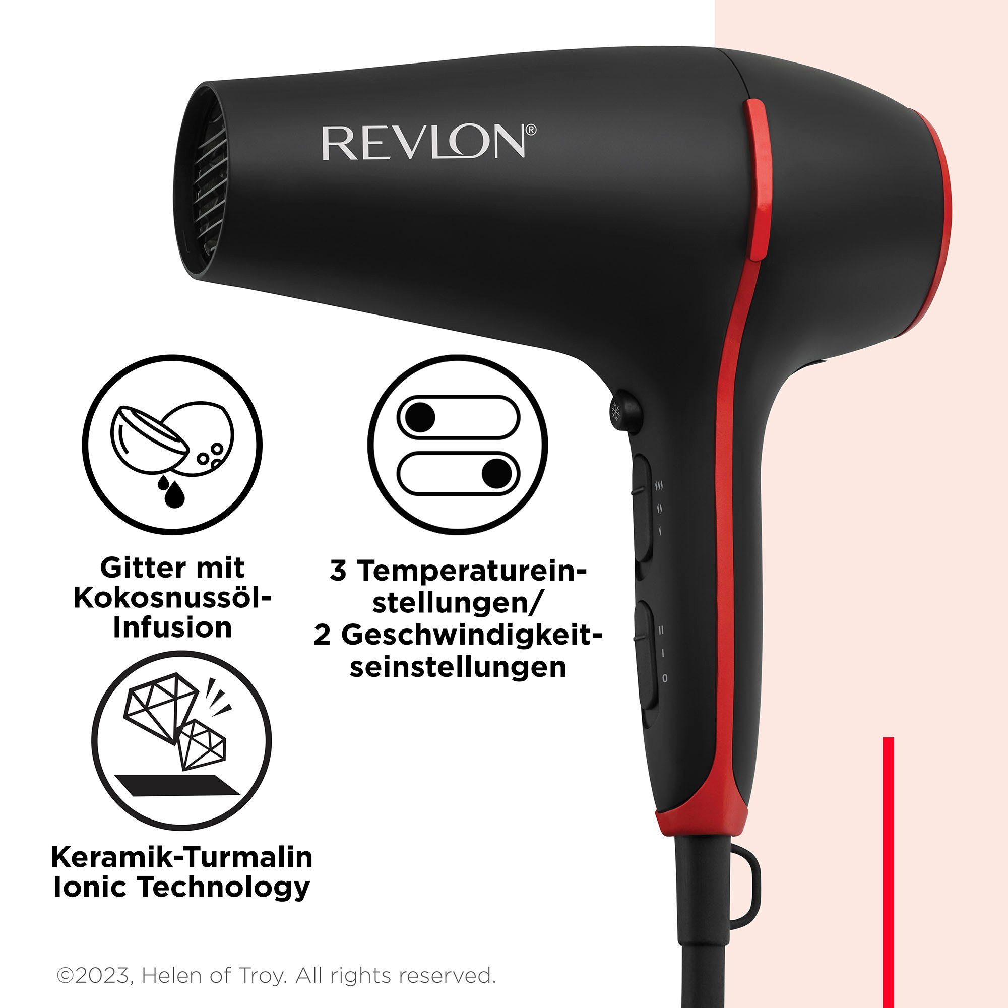 Revlon Ionic haardroger SMOOTHSTAY RVDR5317 Rooster met drievoudige keramische coating en kokosolie-infusie