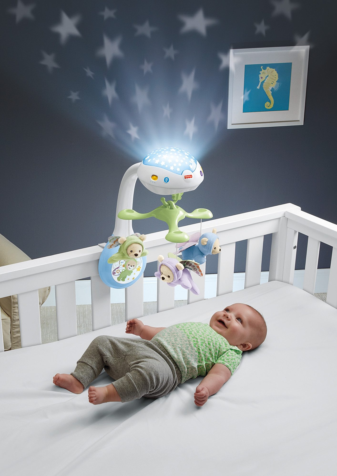 Fisher-Price® Mobiel 3-in-1 Vlinderdromen mobiel met sterretjes-projectie op het kamerplafond