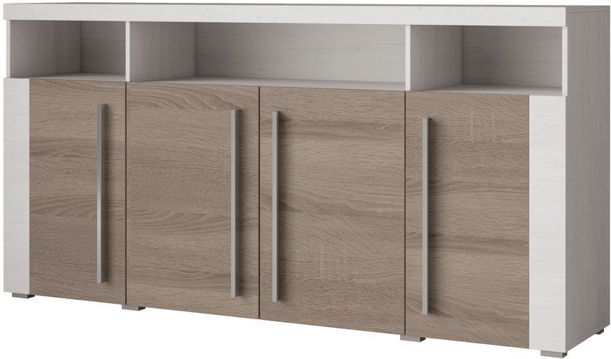 INOSIGN Dressoir Roger, breedte 182 cm, stijlvolle kast met 4 deuren Commode met veel opbergruimte, inlegplanken verstelbaar
