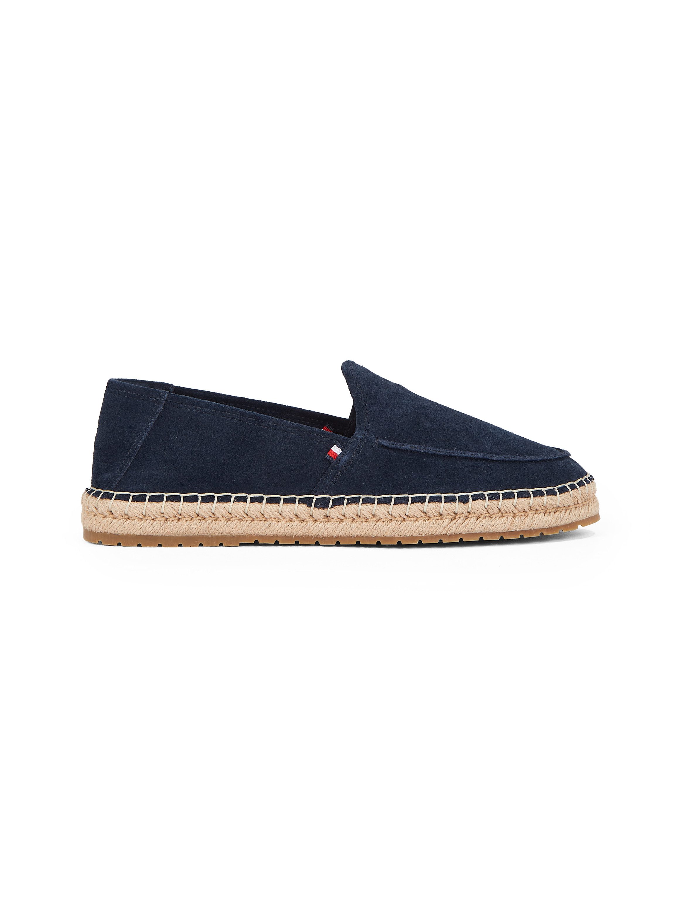 Tommy Hilfiger Espadrilles HILFIGER FLEX ESPA SUEDE LOAFER , zomerschoen, instapschoen, slippers met bamboe-bekleding op de plateau