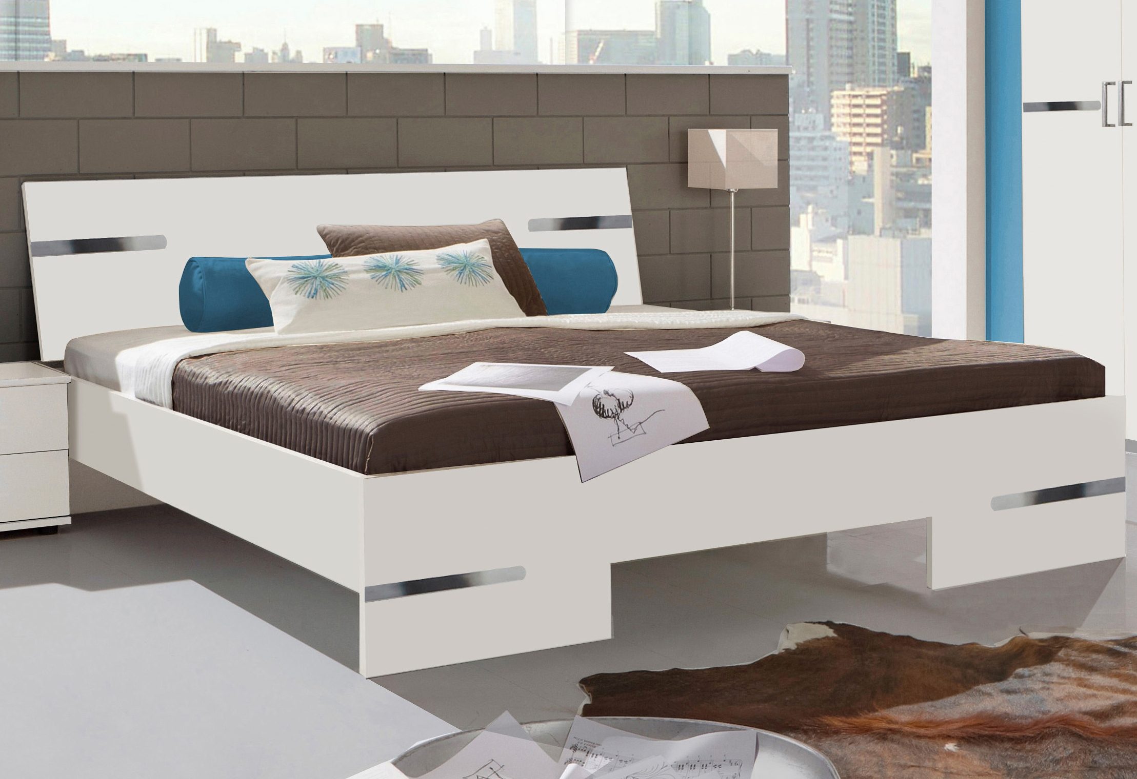 Wimex Futonbed Anna, Bed Made in Germany met chroomkleurige details in hoofd- en voetdeel, 3 breedtes om uit te kiezen