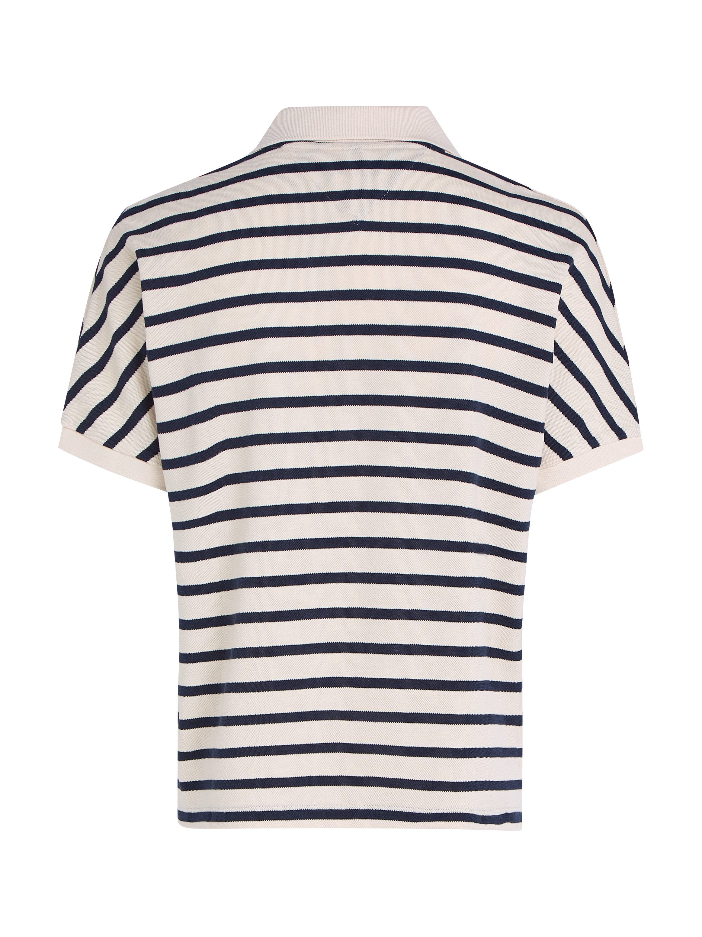 Tommy Hilfiger Poloshirt LYOCELL OPEN-NK RELAXED POLO SS met streepjespatroon, met zijsplitten