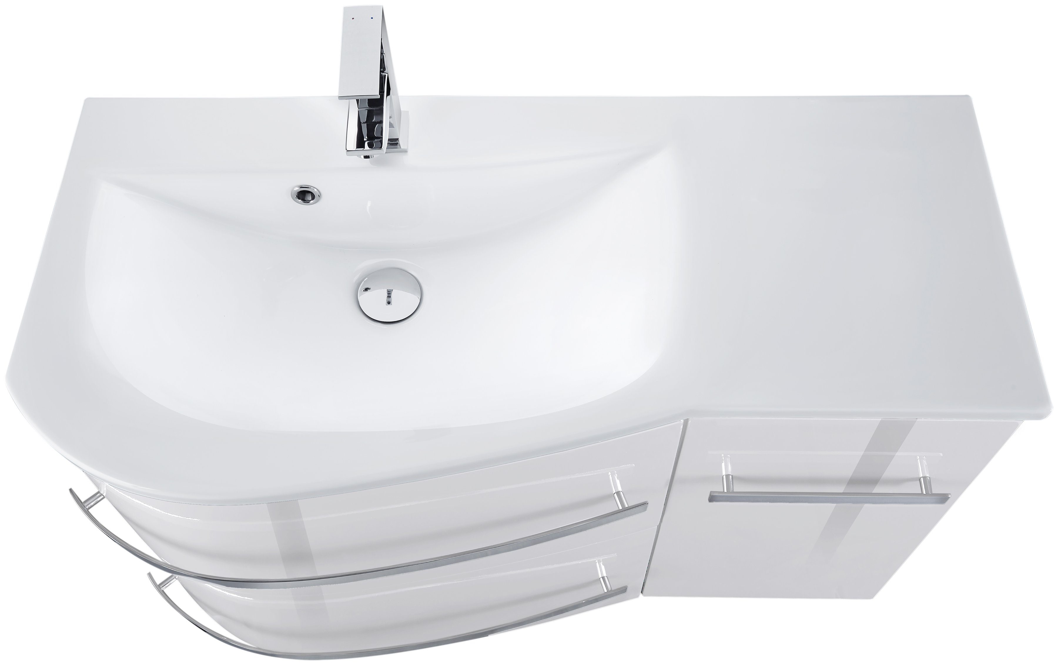 welltime Wastafelonderkast Oslo Breedte 90 cm, gebogen model, planchet rechts