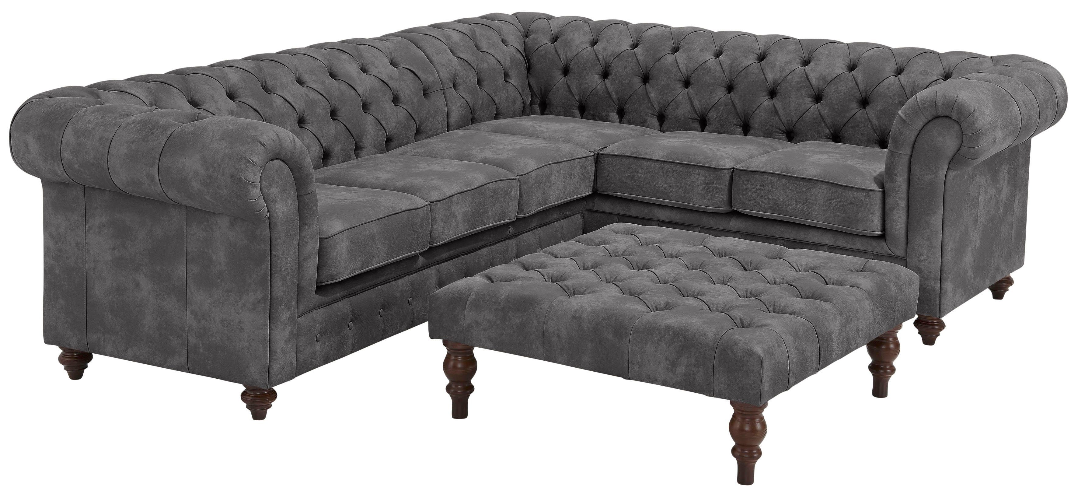 Home affaire Chesterfield-bank Chesterfield hoekbank, ook in leer L-vorm hoogwaardige knoopdetails, langer gedeelte links of rechts naar keuze