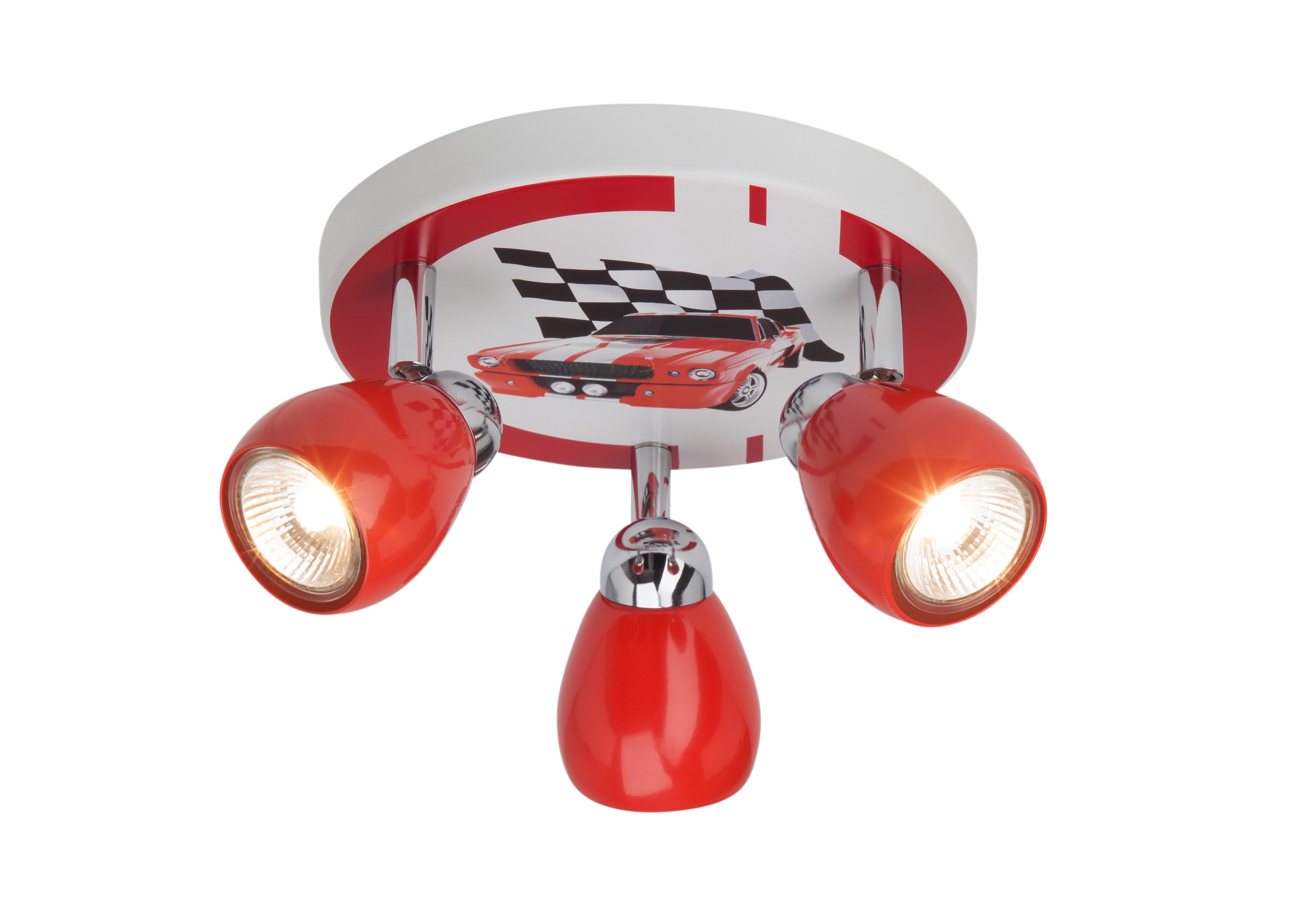 Brilliant Leuchten LED plafondspot Racing Spotjesplaat rood/wit/zwart, 3 x GU10 max. 3W, 11 cm hoogte,...