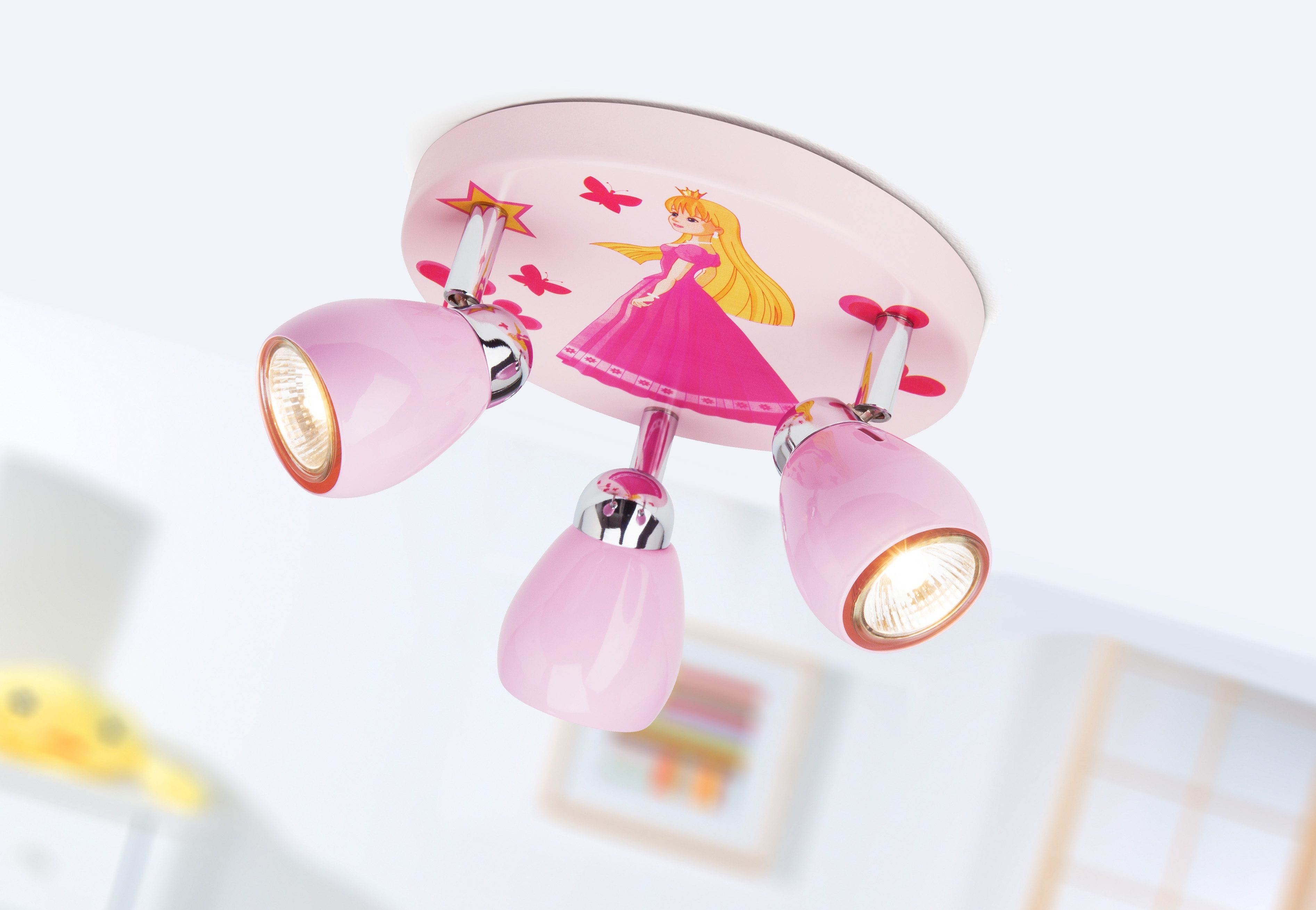 Brilliant Leuchten LED plafondspot Princess Spotjesplaat roze, 3 x GU10 max. 3W, 11 cm hoogte, draaibaar, metaal